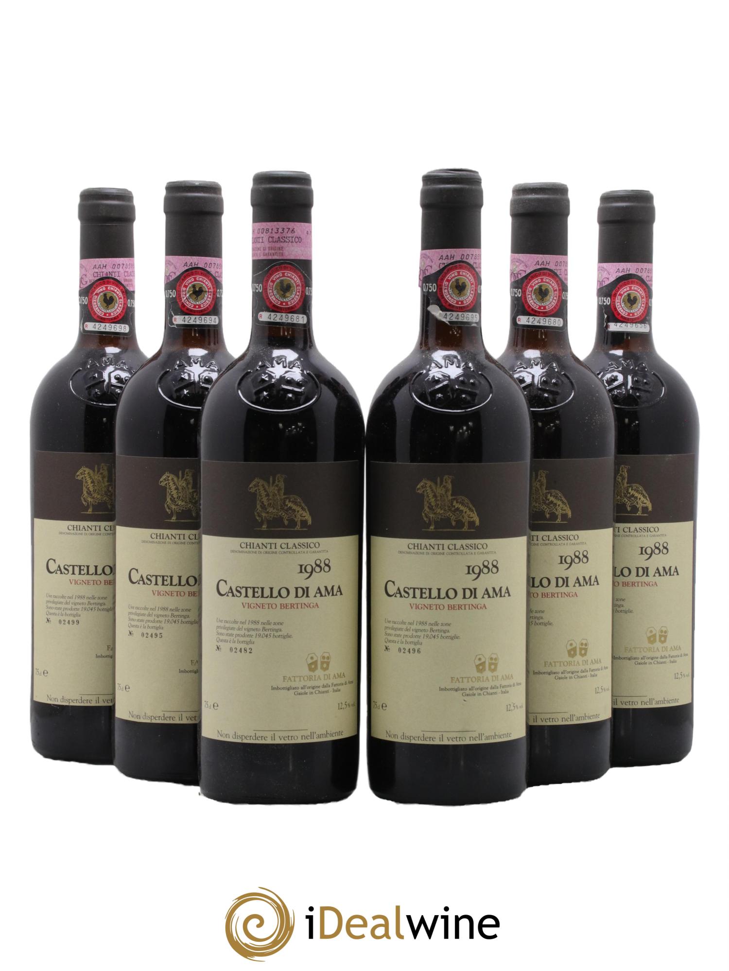 Chianti Classico DOCG Vingeto Bertinga Castello di Ama 1988 - Lotto di 6 bottiglie - 0