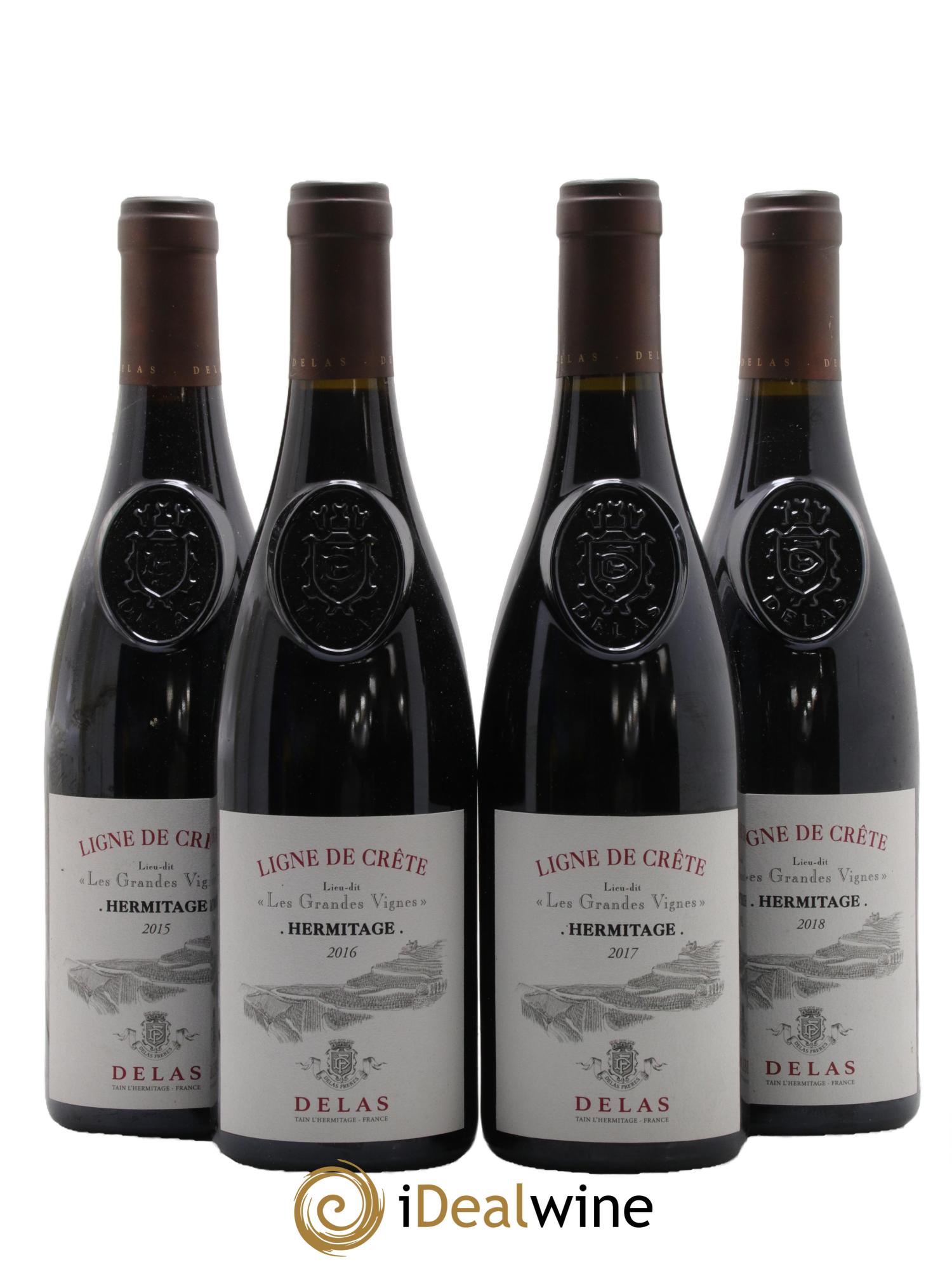 Hermitage Ligne de Crete Les Grandes Vignes Domaine Delas Freres 2015 2016 2017 2018 - Lot de 4 bouteilles - 0