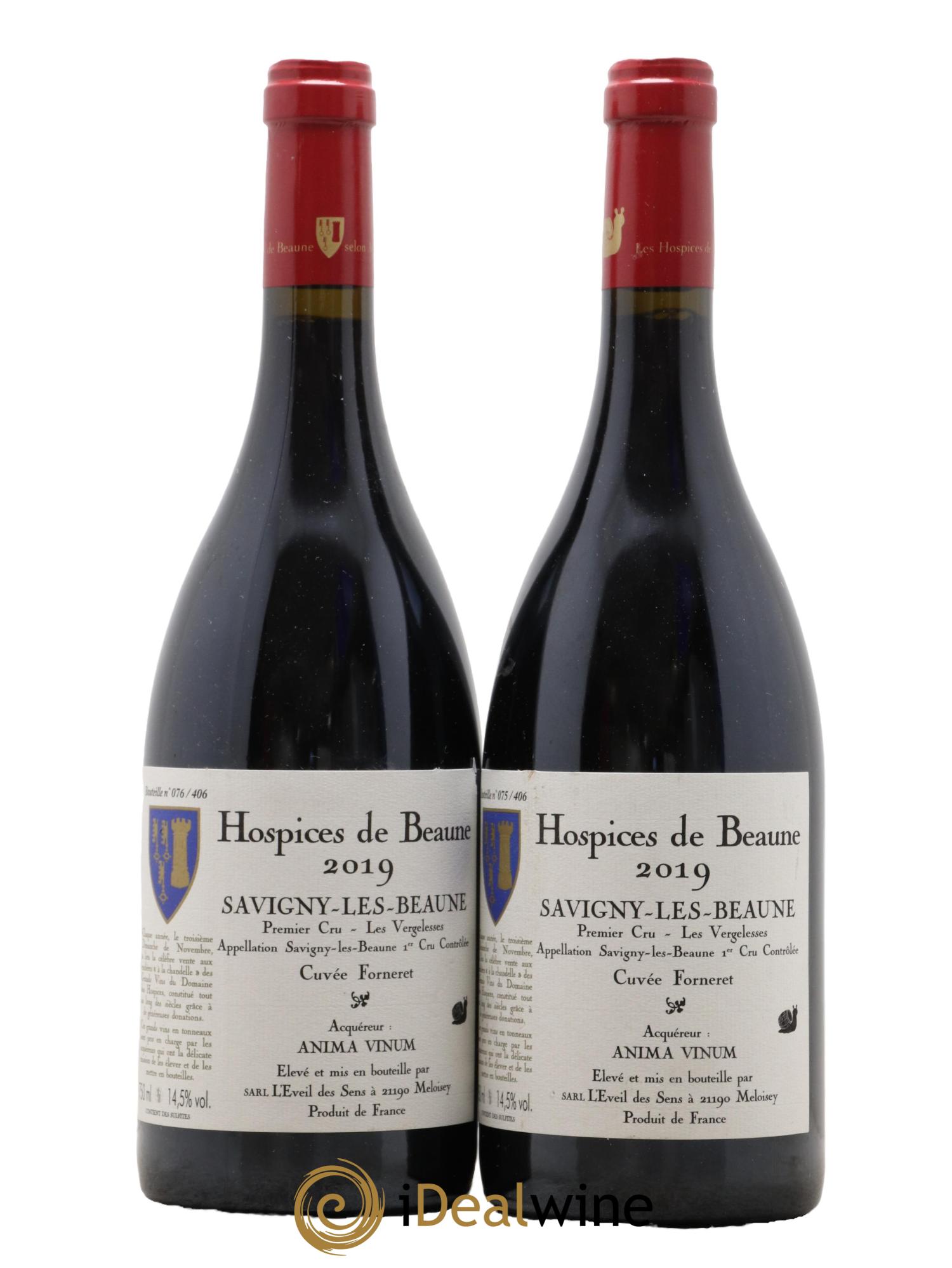 Savigny-lès-Beaune 1er Cru Les Vergelesses Cuvée Forneret Hospices de Beaune SARL L'Eveil des Sens 2019 - Lotto di 2 bottiglie - 0