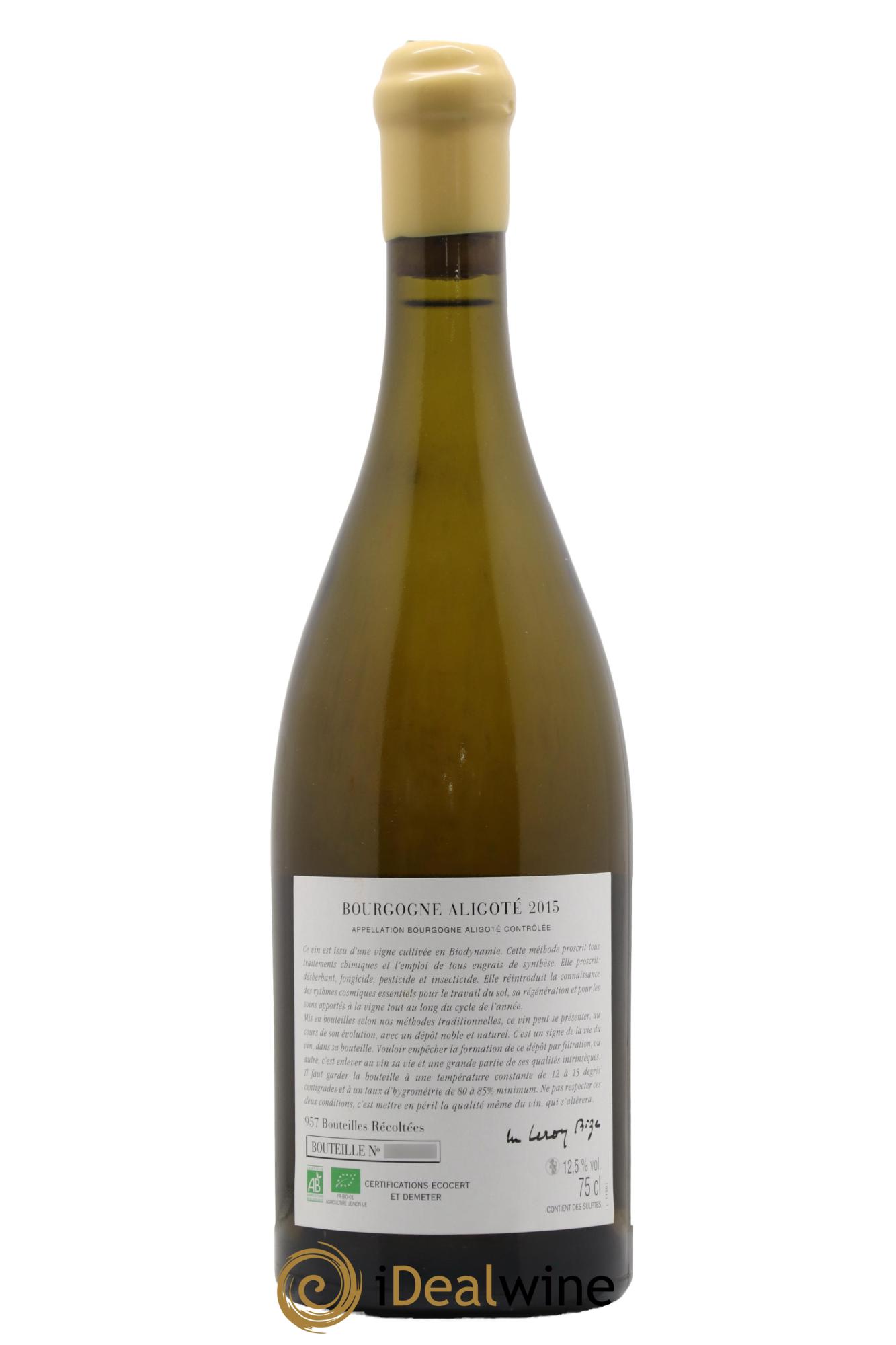 Bourgogne Aligoté Sous Chatelet d'Auvenay (Domaine) 2015 - Lot de 1 bouteille - 1