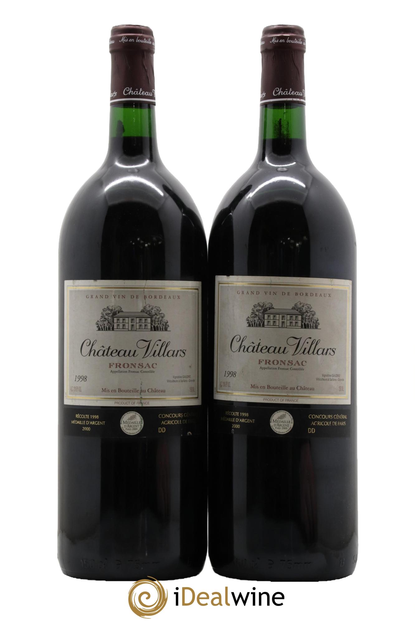 Fronsac Château Villars 1998 - Lot of 2 magnums - 0