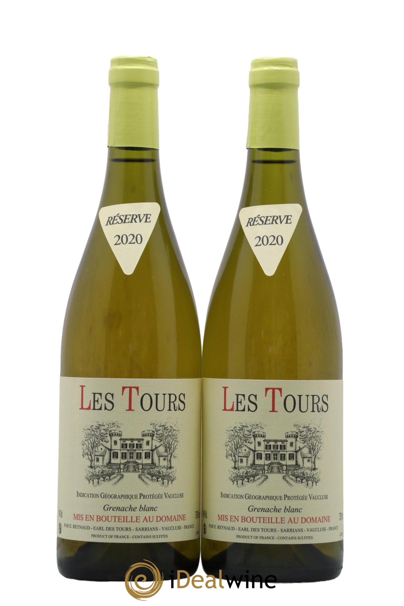 IGP Vaucluse (Vin de Pays de Vaucluse) Les Tours Grenache Blanc Emmanuel Reynaud  2020 - Lot of 2 bottles - 0