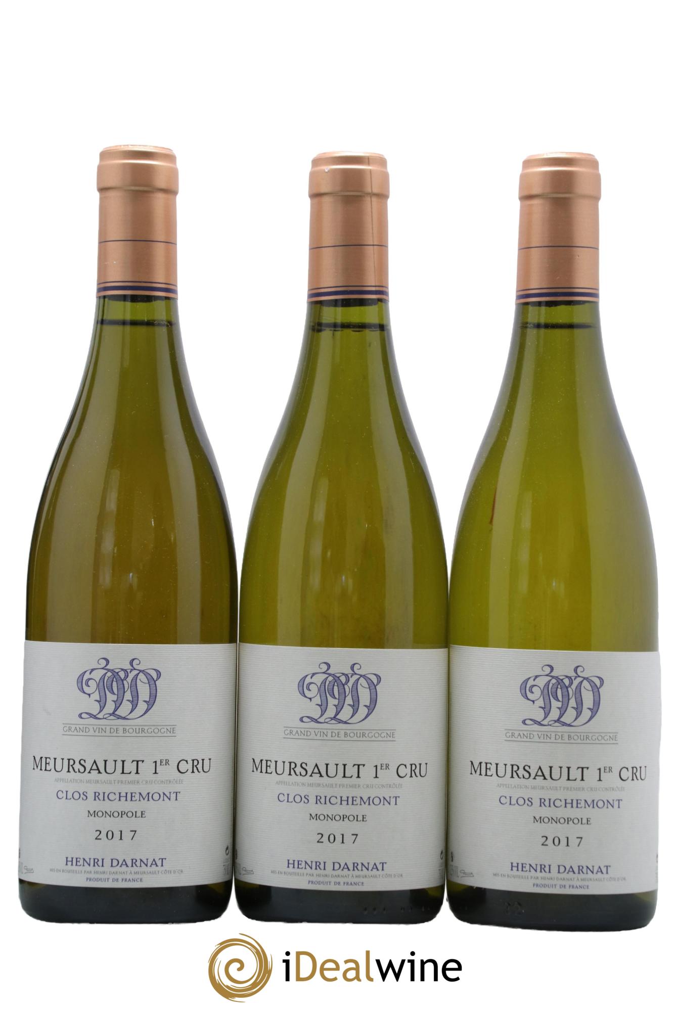 Meursault 1er Cru Clos Richemont Monopole Henri Darnat 2017 - Lot of 3 bottles - 0