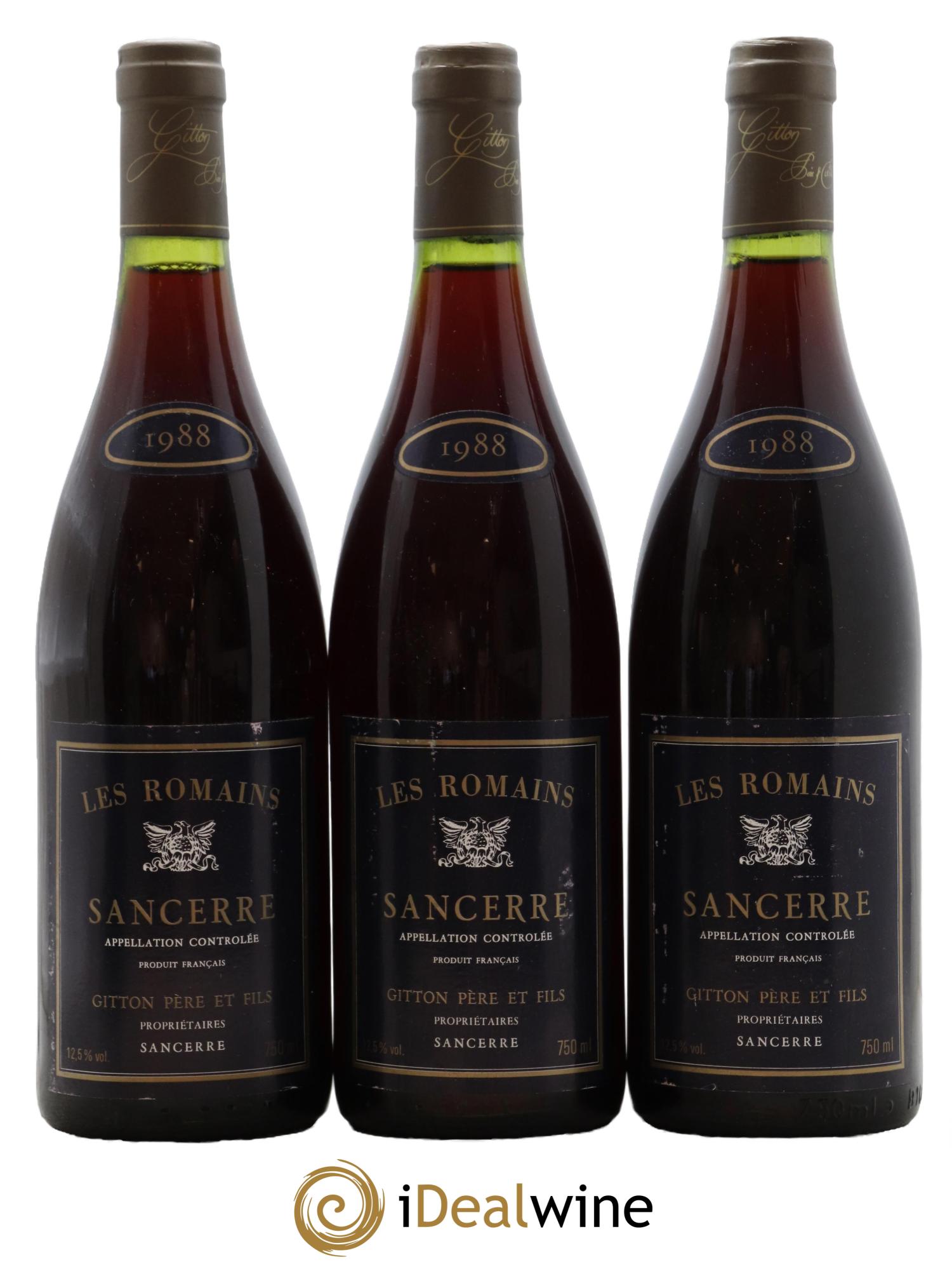 Sancerre Les Romains Gitton Père et Fils 1988 - Lotto di 3 bottiglie - 0