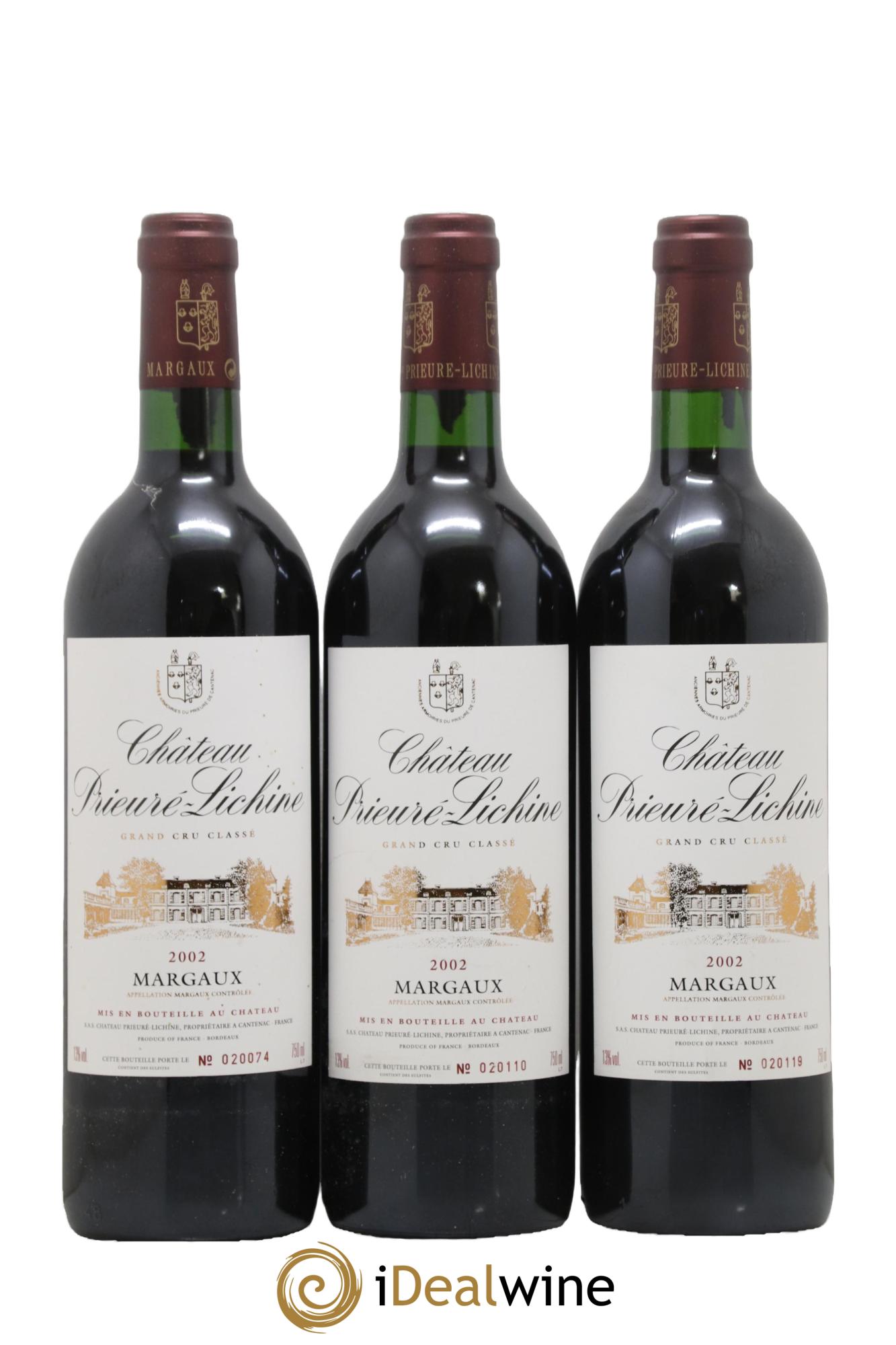 Château le Prieuré Grand Cru Classé Margaux Château Pieuré Lichine 2002 - Posten von 12 Flaschen - 2