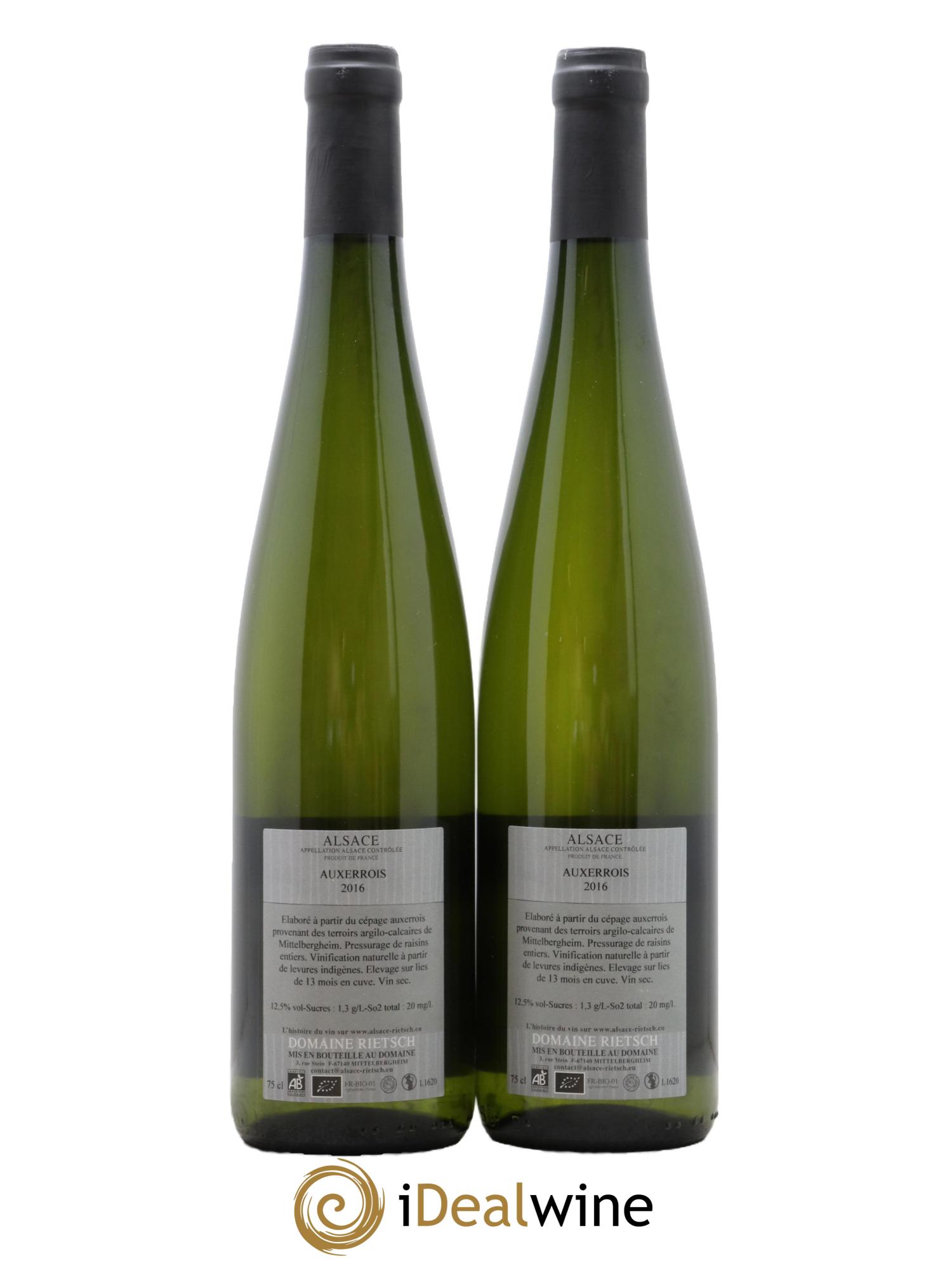 Alsace Entre Chien et Loup Rietsch Pinot Auxerrois 2016 - Lot de 2 bouteilles - 1