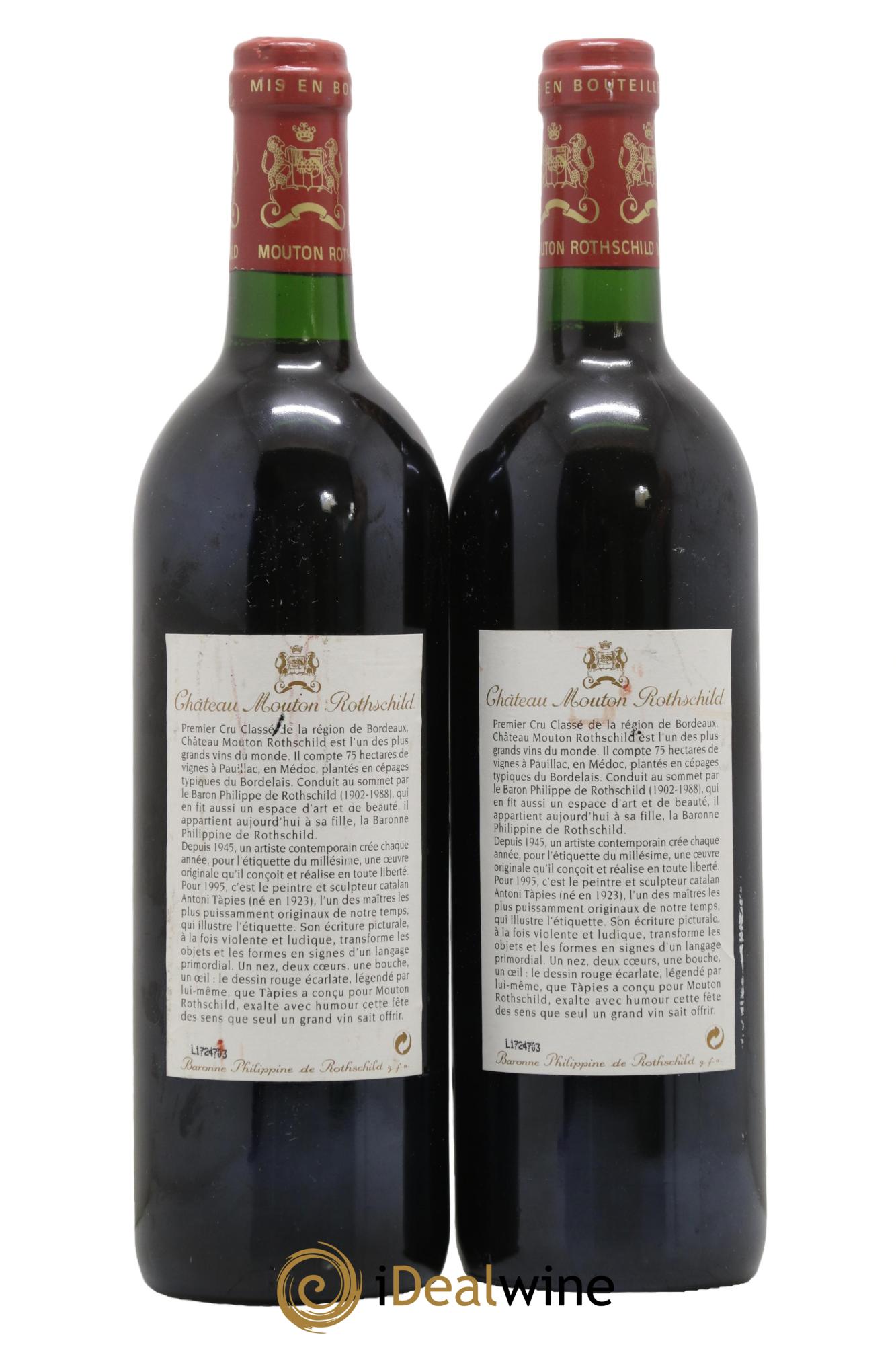 Château Mouton Rothschild 1er Grand Cru Classé 1995 - Lot of 2 bottles - 1