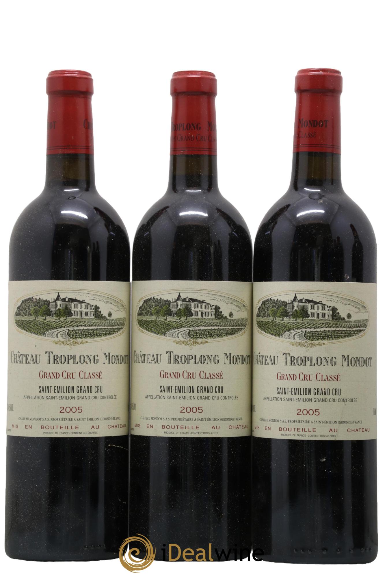 Château Troplong Mondot 1er Grand Cru Classé B 2005 - Lot de 3 bouteilles - 0