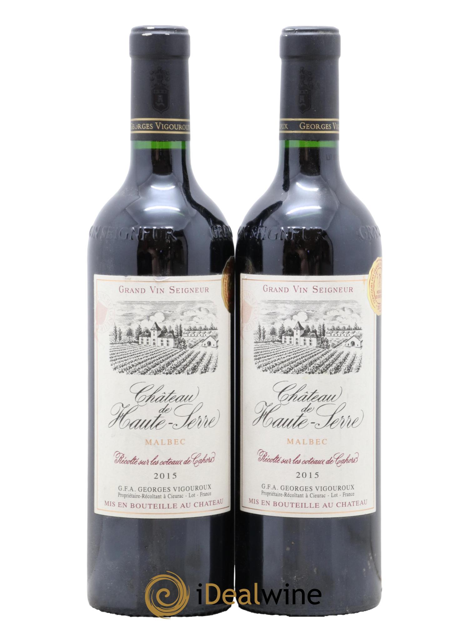 Cahors Georges Vigouroux Grand Vin Seigneur Malbec  Château de Haute Serre 2015 - Lot de 2 bouteilles - 0