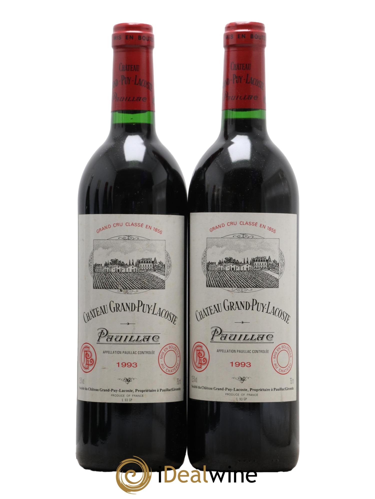 Château Grand Puy Lacoste 5ème Grand Cru Classé 1993 - Lot of 2 bottles - 0