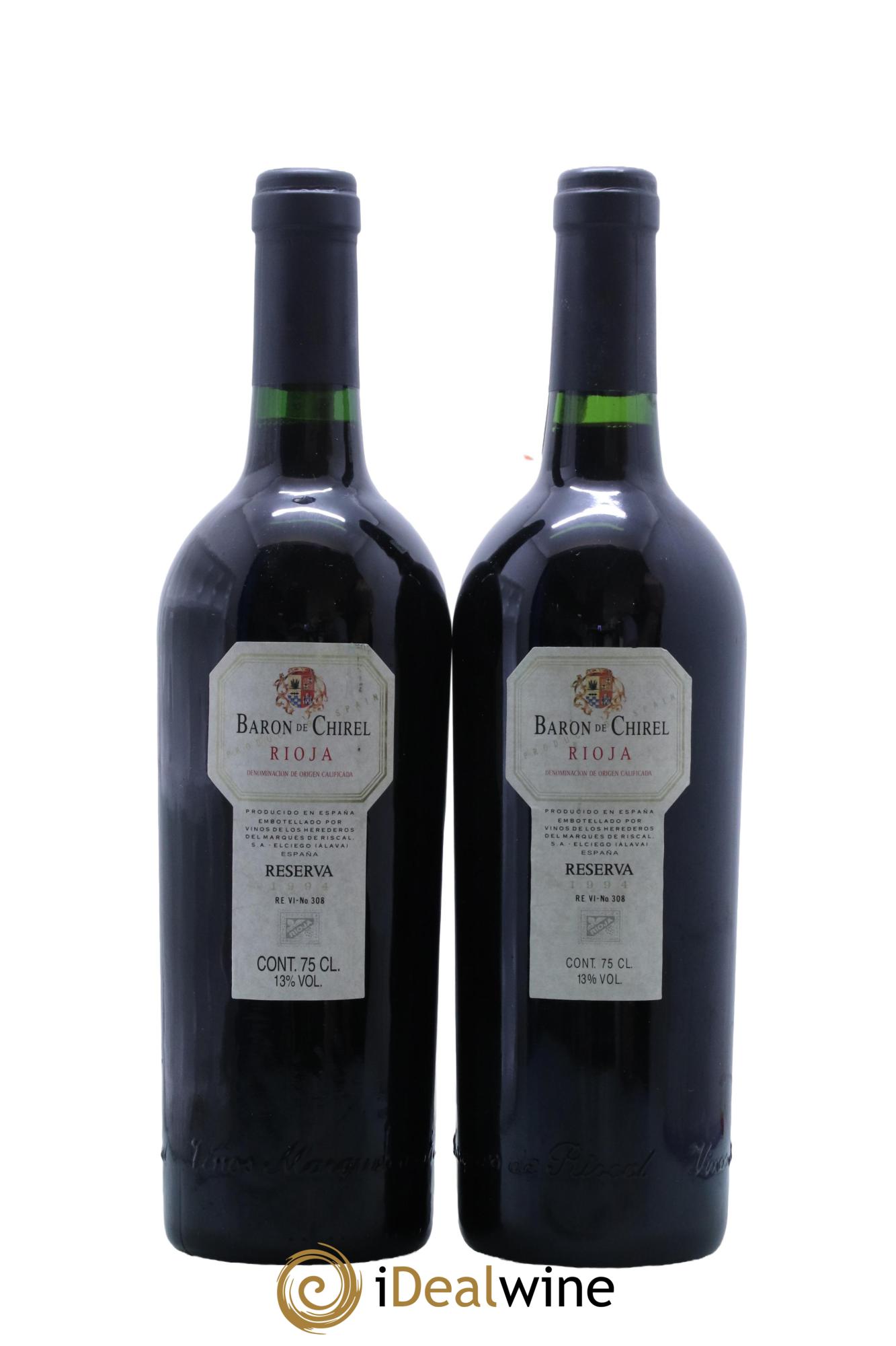 Rioja DOCA Baron De Chirel Reserva 1994 - Lotto di 2 bottiglie - 0