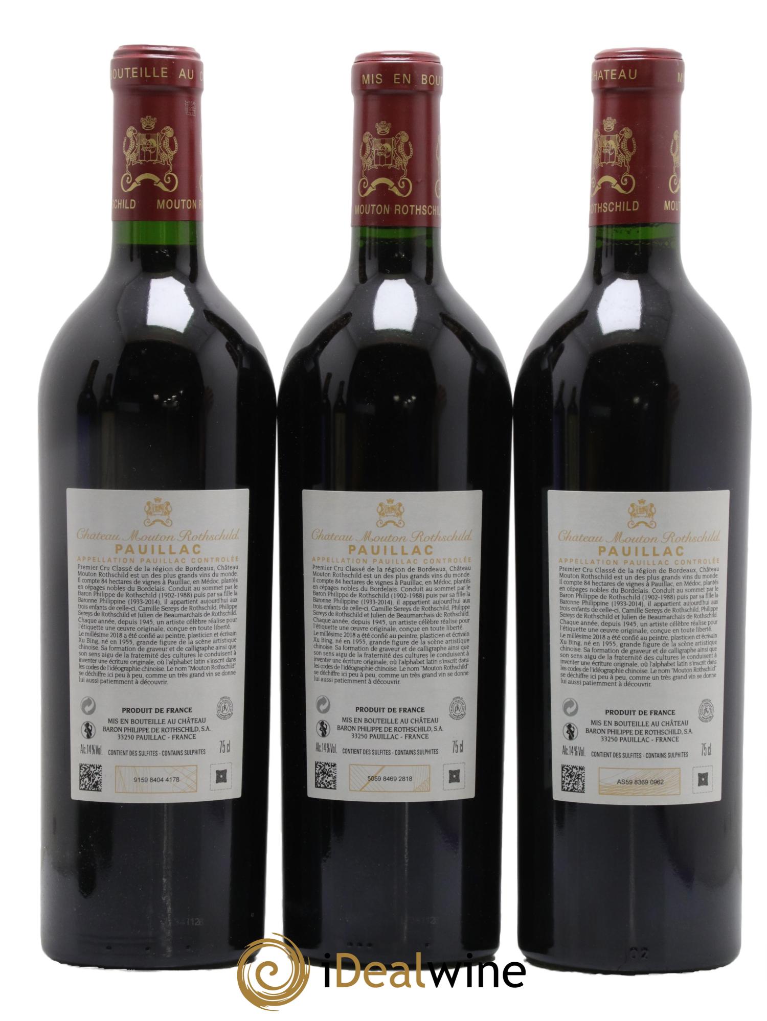 Château Mouton Rothschild 1er Grand Cru Classé 2018 - Lot de 3 bouteilles - 1