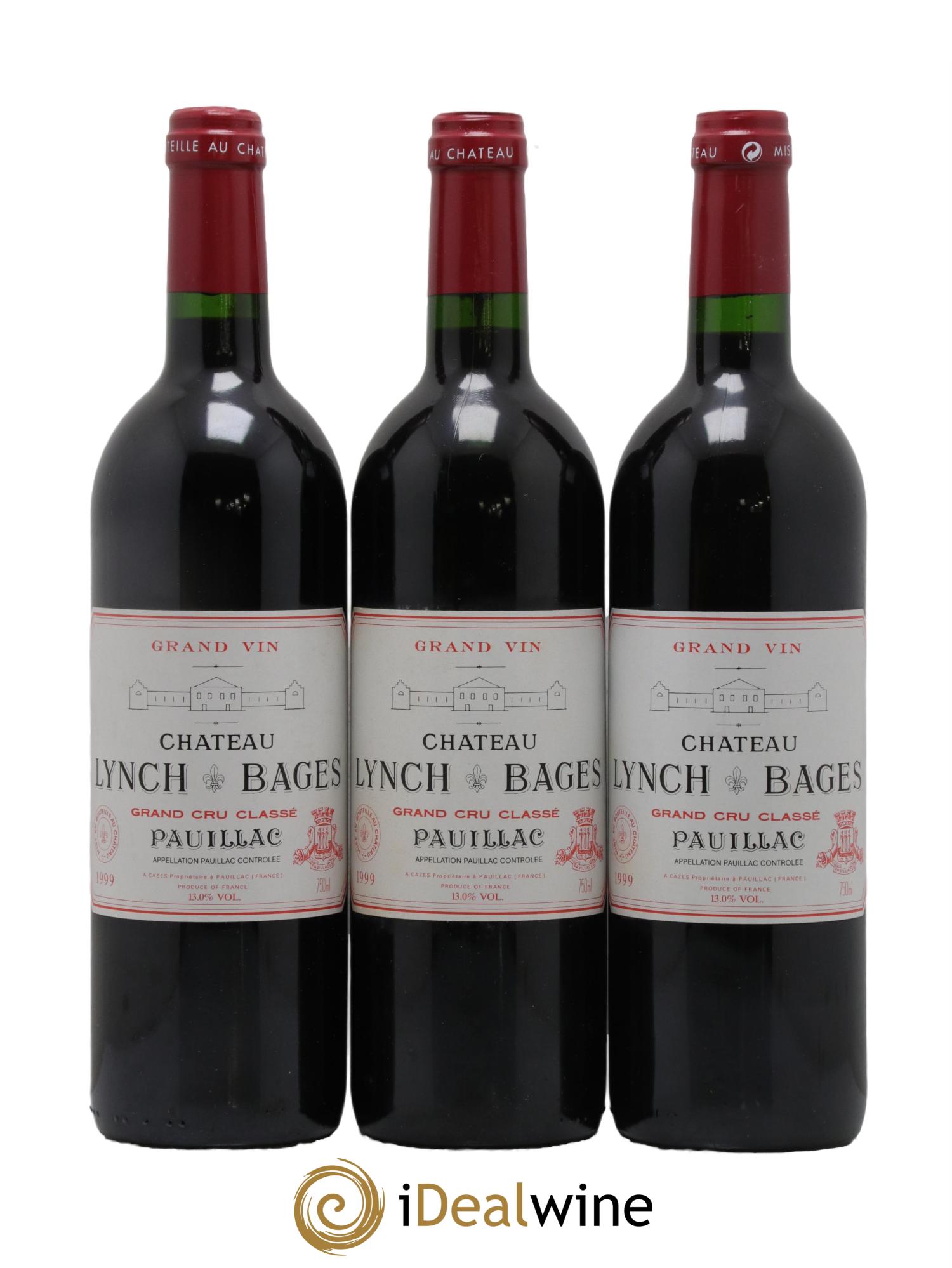 Château Lynch Bages 5ème Grand Cru Classé 1999 - Lot of 3 bottles - 0