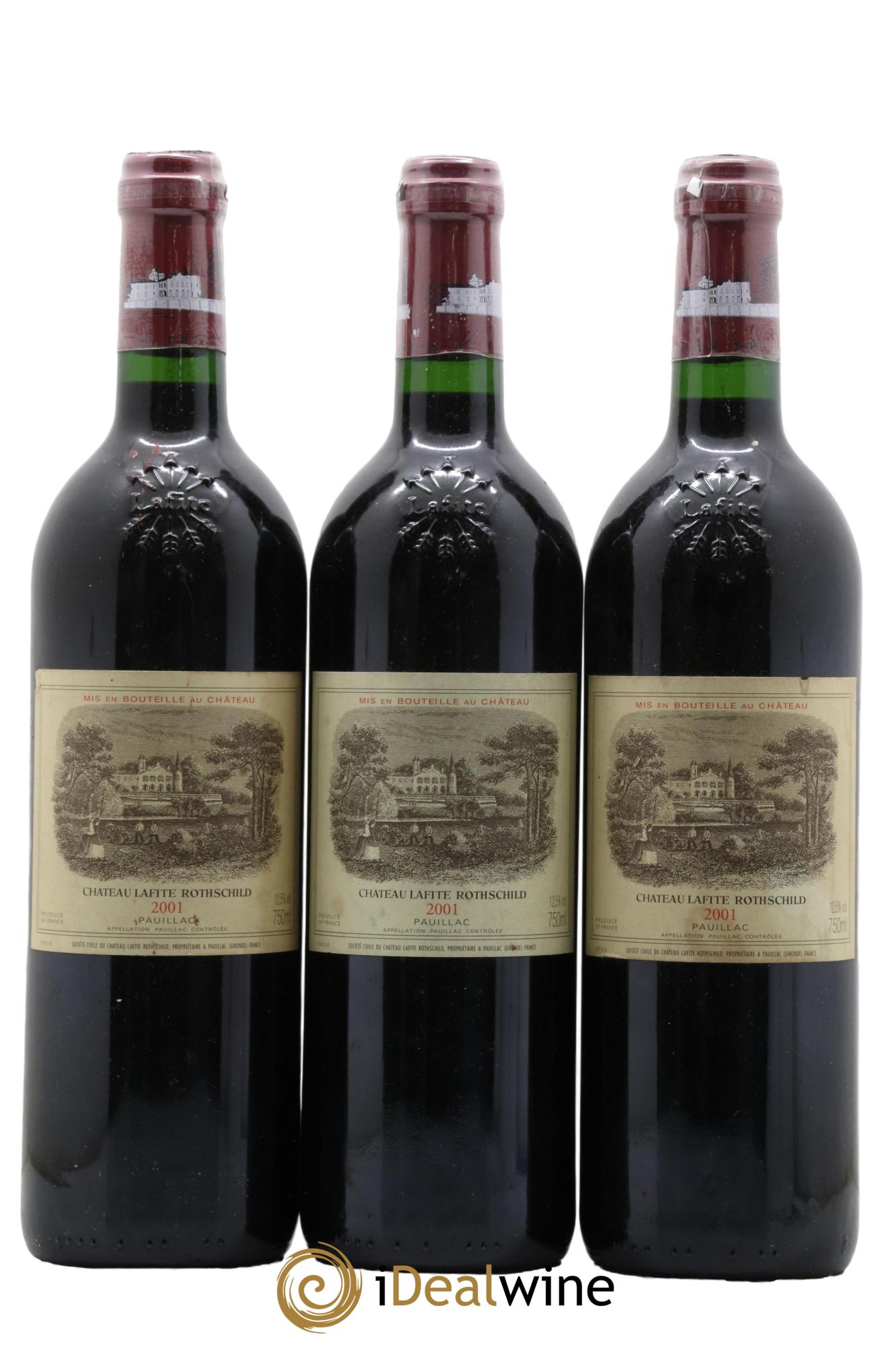 Château Lafite Rothschild 1er Grand Cru Classé 2001 - Lot de 3 bouteilles - 0