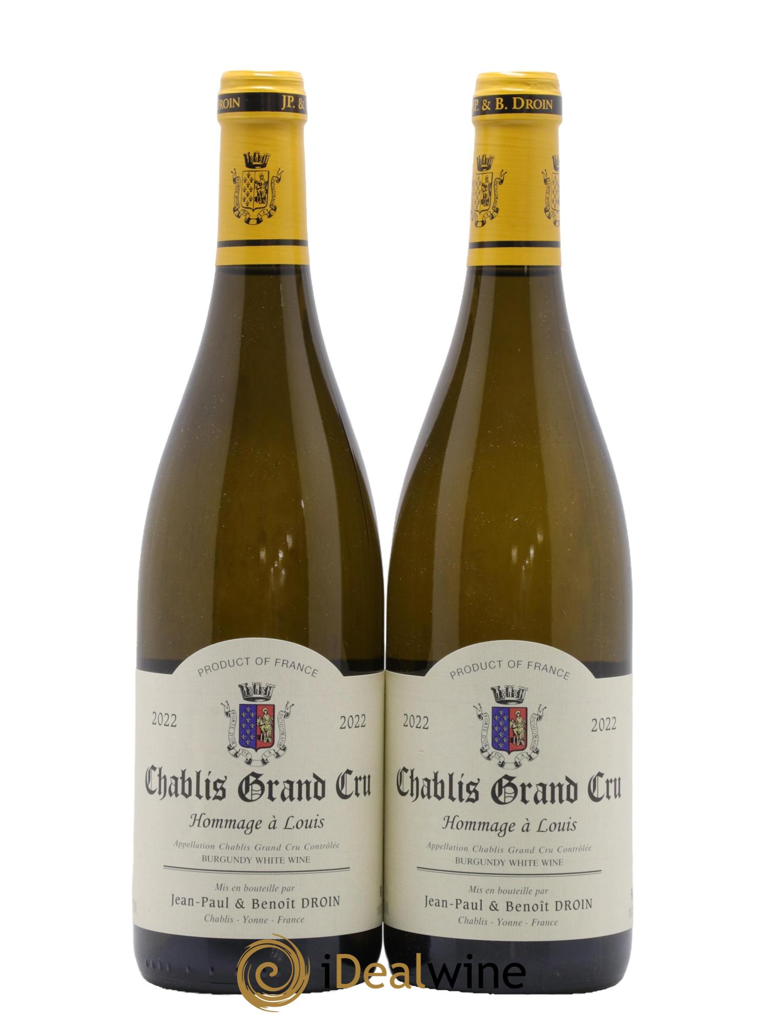 Chablis Grand Cru Hommage à Louis Jean-Paul & Benoît Droin (Domaine) 2022 - Lotto di 2 bottiglie - 0