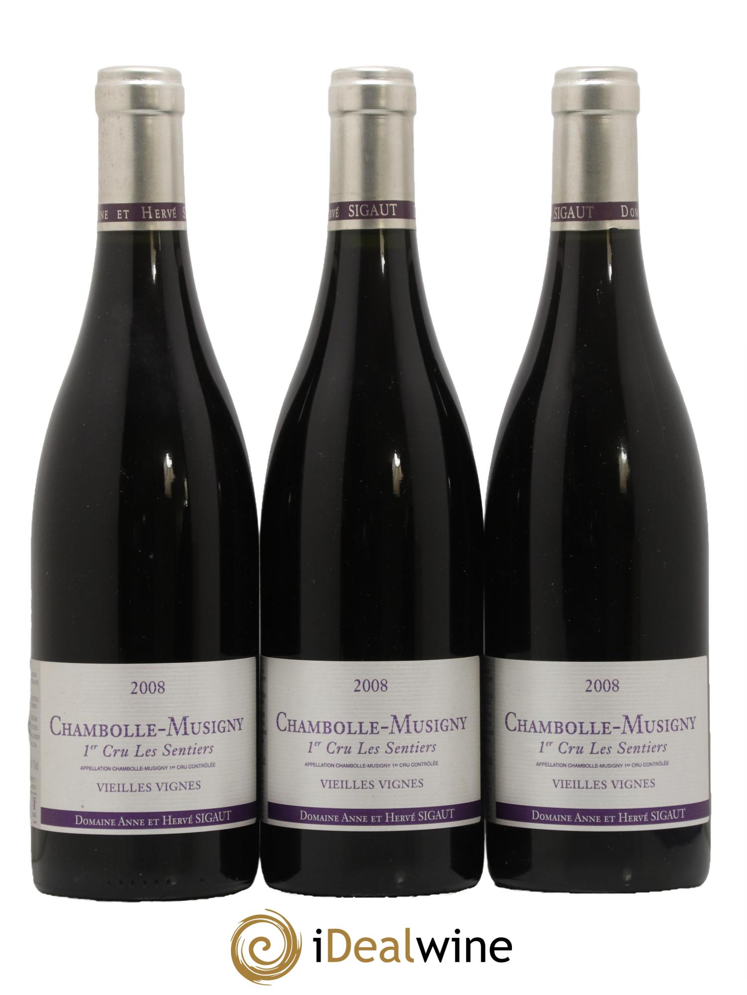 Chambolle-Musigny 1er Cru Les Sentiers Vieilles Vignes Anne et Hervé Sigaut (Domaine) 2008 - Lot de 3 bouteilles - 0