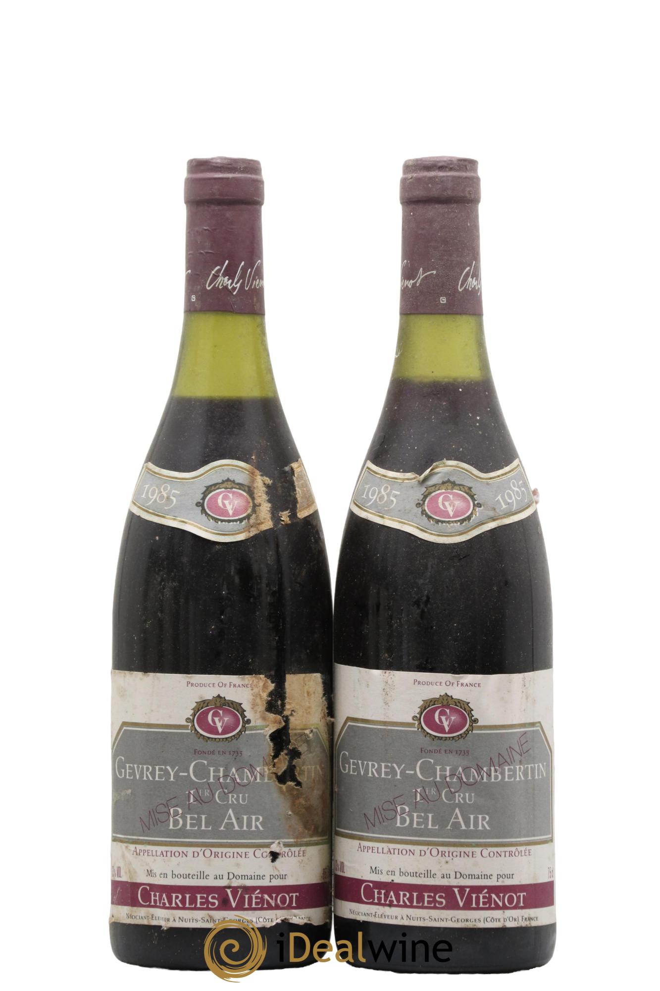 Gevrey-Chambertin 1er Cru Bel Air Charles Vienot 1985 - Lot de 2 bouteilles - 0