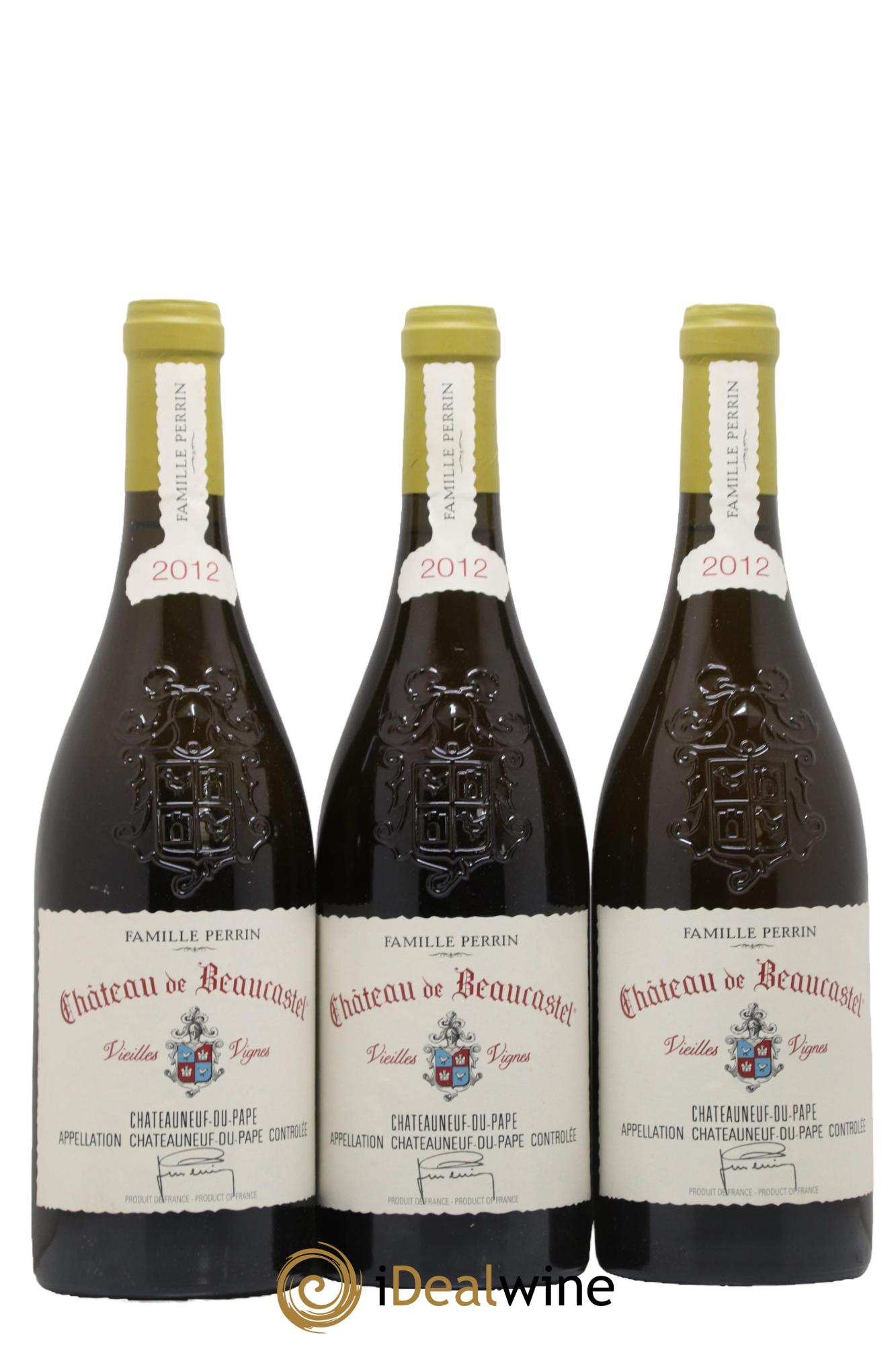 Châteauneuf-du-Pape Château de Château de Beaucastel Vieilles vignes Roussanne Famille Perrin 2012 - Lot de 3 bouteilles - 0