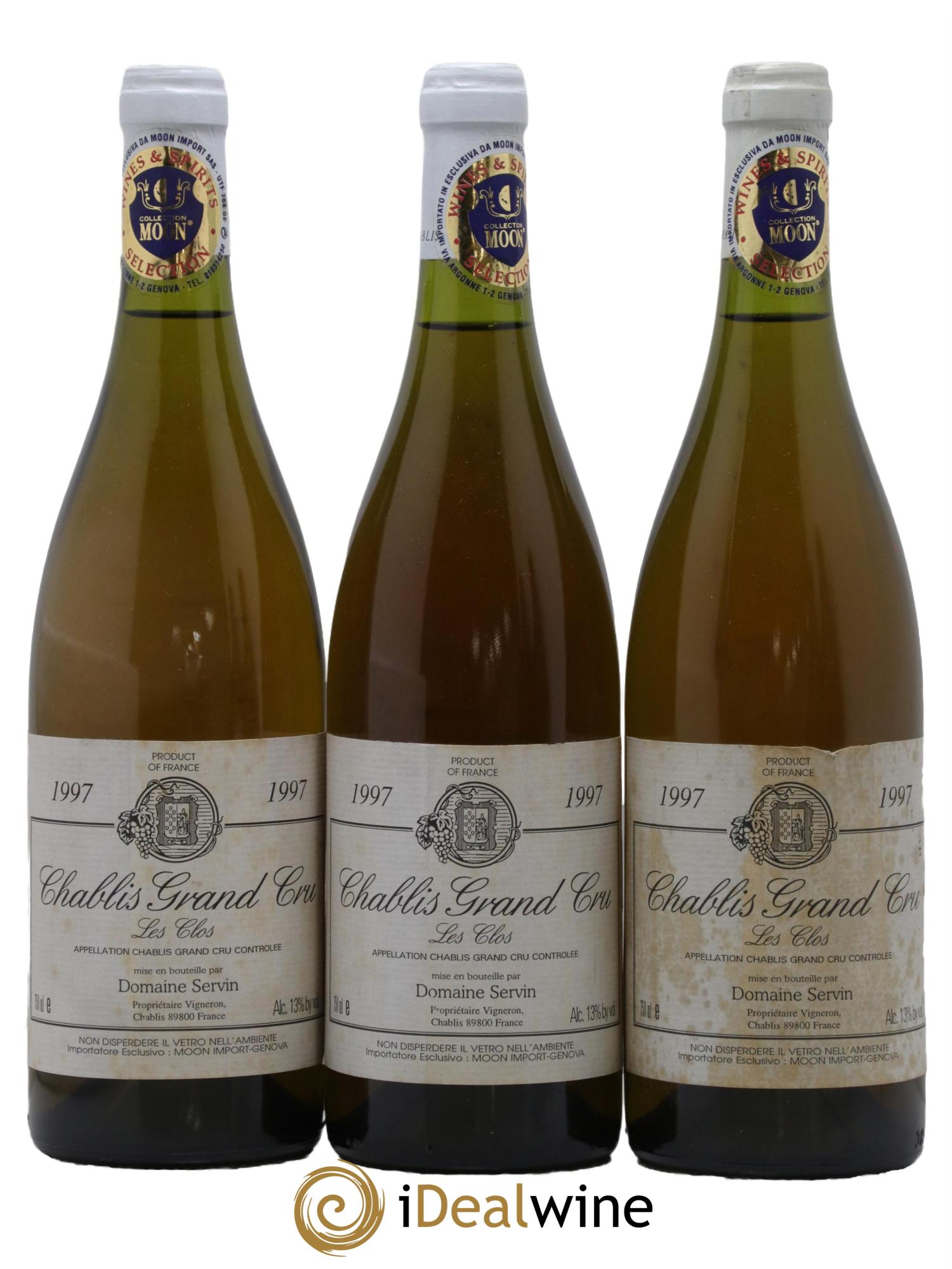 Chablis Grand Cru Les Clos Domaine Servin 1997 - Lot de 3 bouteilles - 0