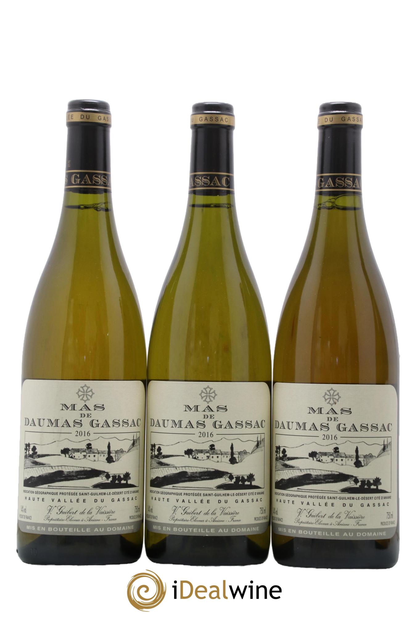 IGP St Guilhem-le-Désert - Cité d'Aniane Mas Daumas Gassac Famille Guibert de La Vaissière 2016 - Lot of 3 bottles - 0