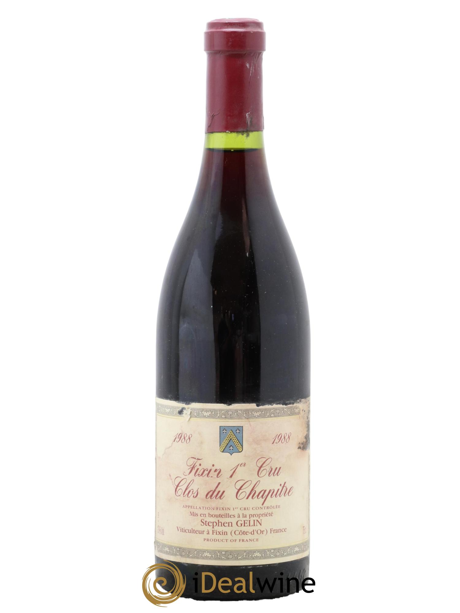 Fixin 1er Cru Clos Du Chapitre Stephen Gelin 1988 - Lot de 1 bouteille - 0