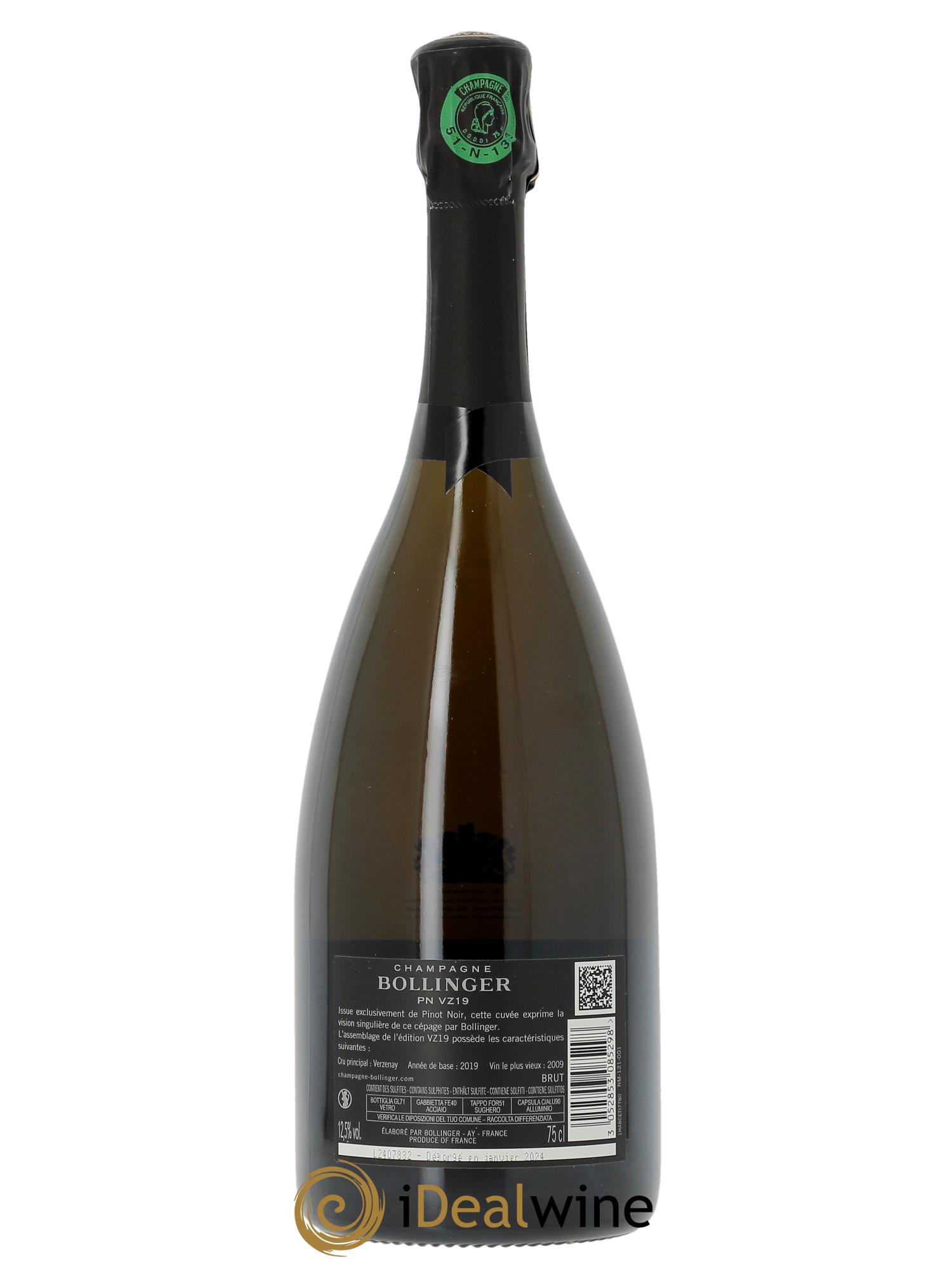 PN VZ19 Blanc de Noirs Bollinger (Original-holzkiste ab 1 bt) - Posten von 1 Flasche - 1