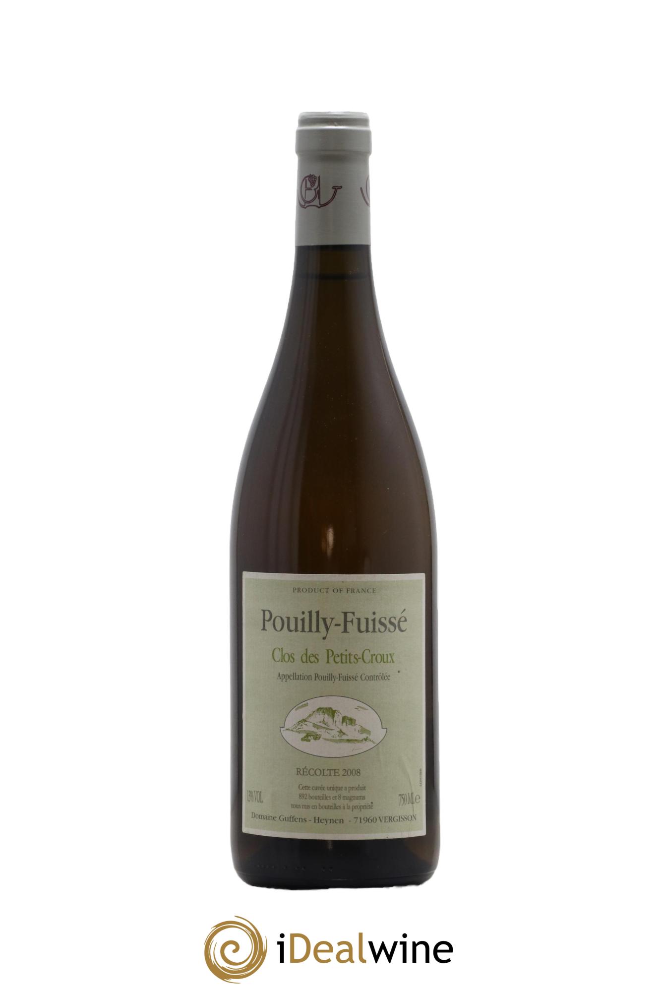 Pouilly-Fuissé Clos des Petits Croux Guffens-Heynen 2008 - Posten von 1 Flasche - 0