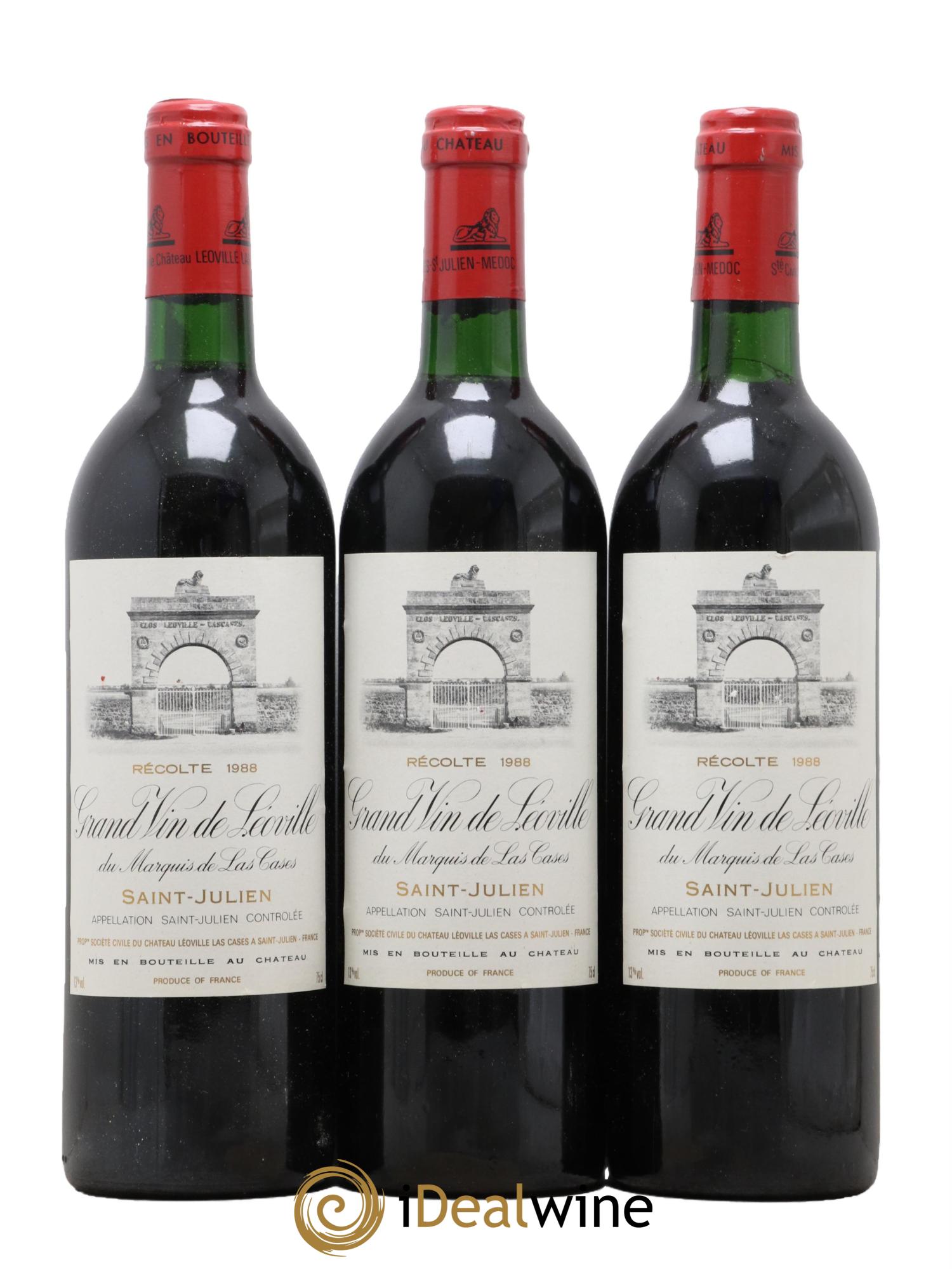 Château Léoville Las Cases 2ème Grand Cru Classé 1988 - Posten von 3 Flaschen - 0