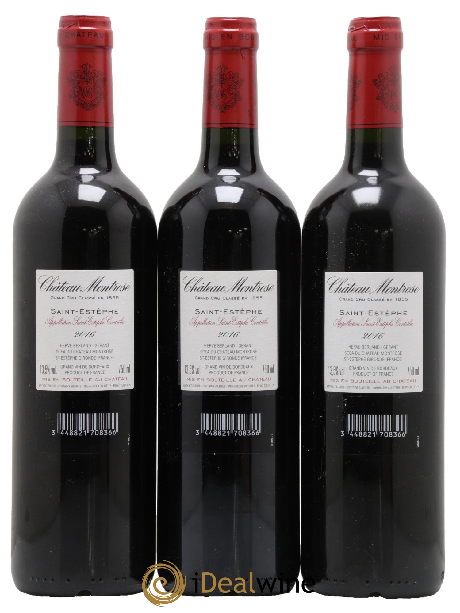 Château Montrose 2ème Grand Cru Classé 2016 - Lotto di 3 bottiglie - 1