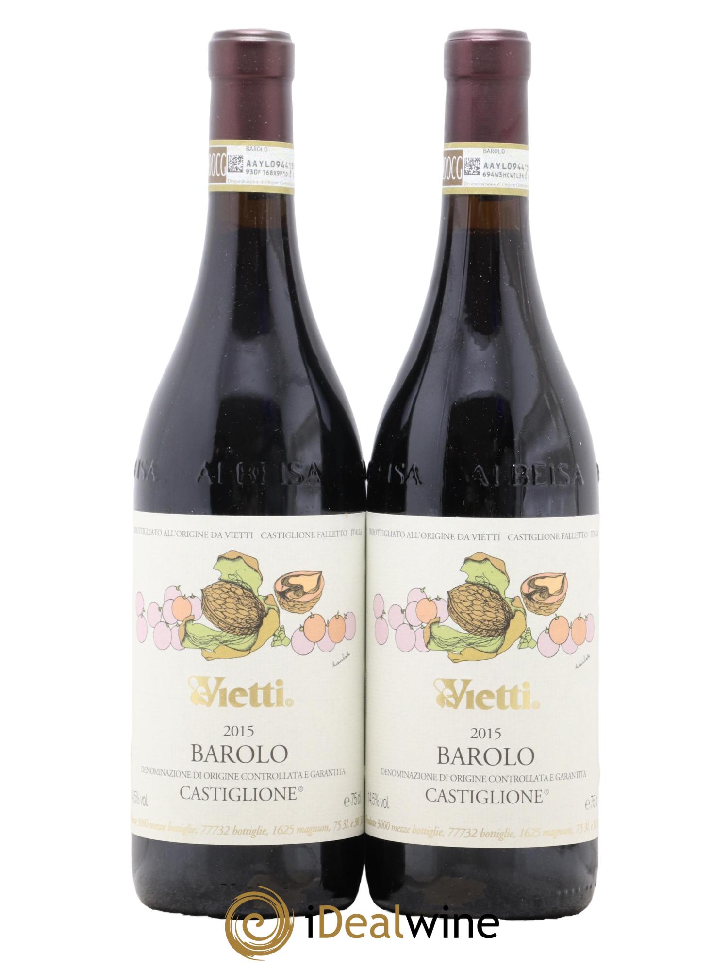 Barolo DOCG Castiglione Vietti 2015 - Lot of 2 bottles - 0