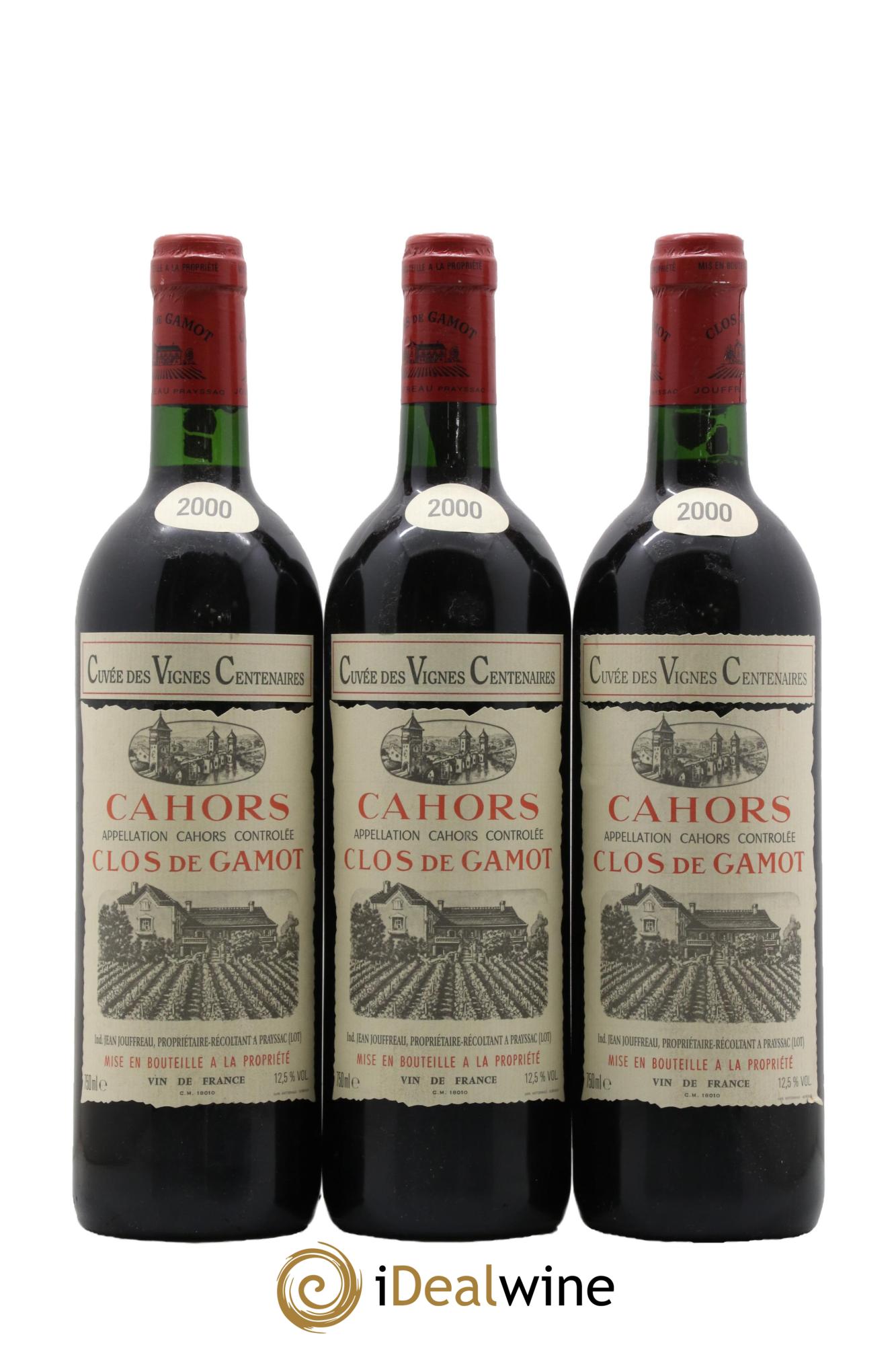 Cahors Clos de Gamot Cuvée des Vignes Centenaires 2000 - Lot of 3 bottles - 0