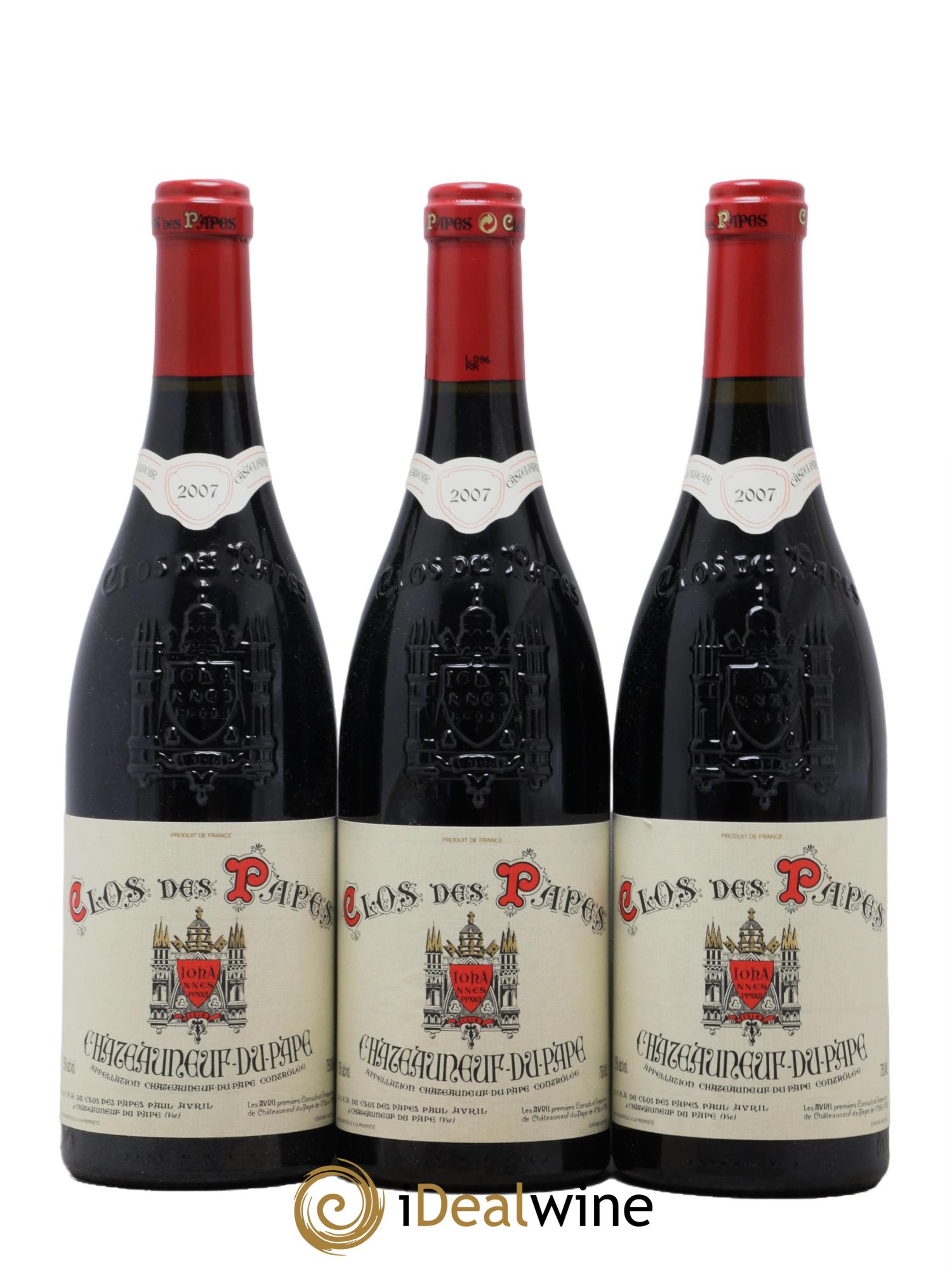 Châteauneuf-du-Pape Clos des Papes - Paul Avril 2007 - Lotto di 3 bottiglie - 0