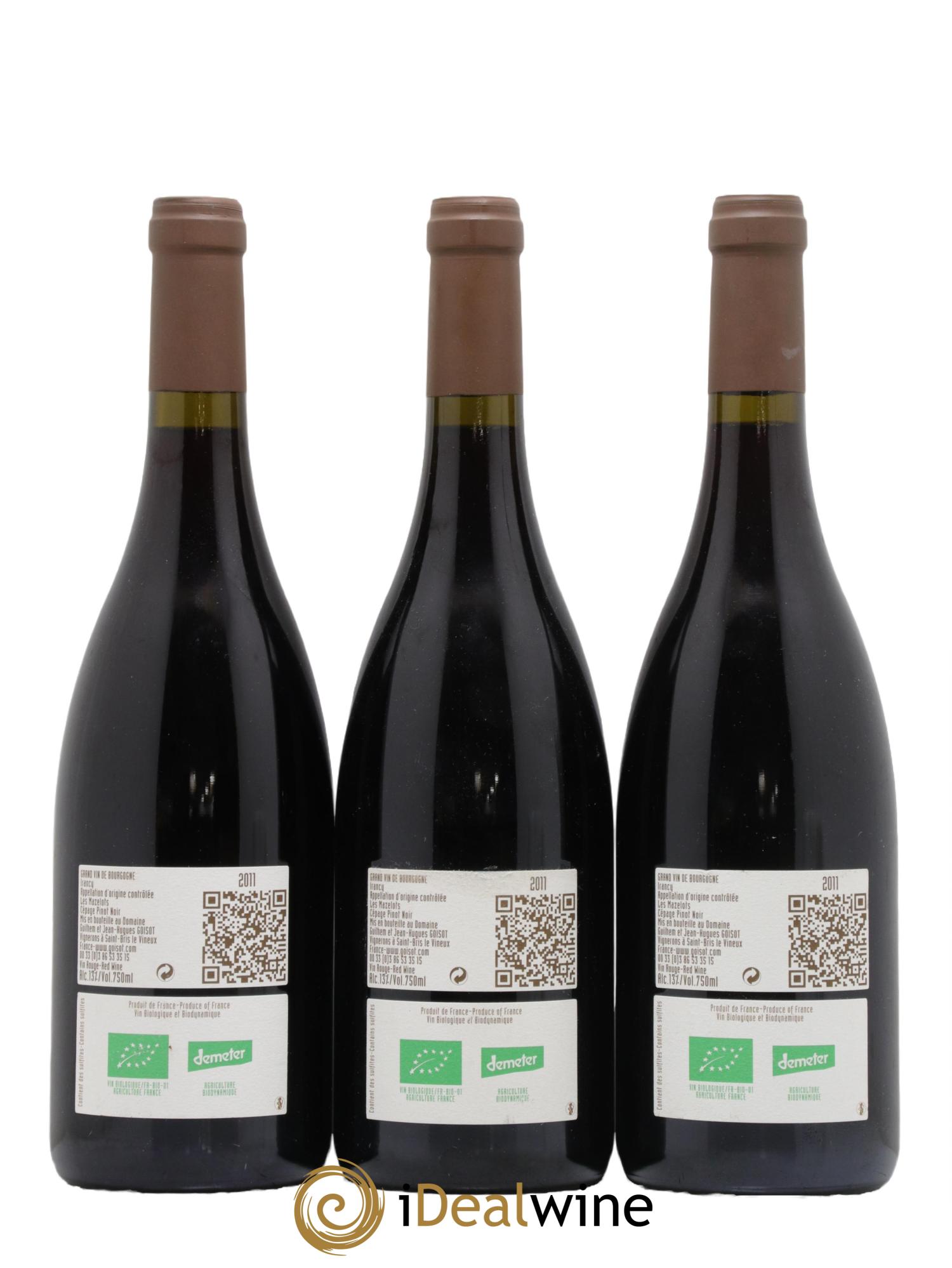 Irancy Les Mazelots Goisot 2011 - Lot de 3 bouteilles - 1