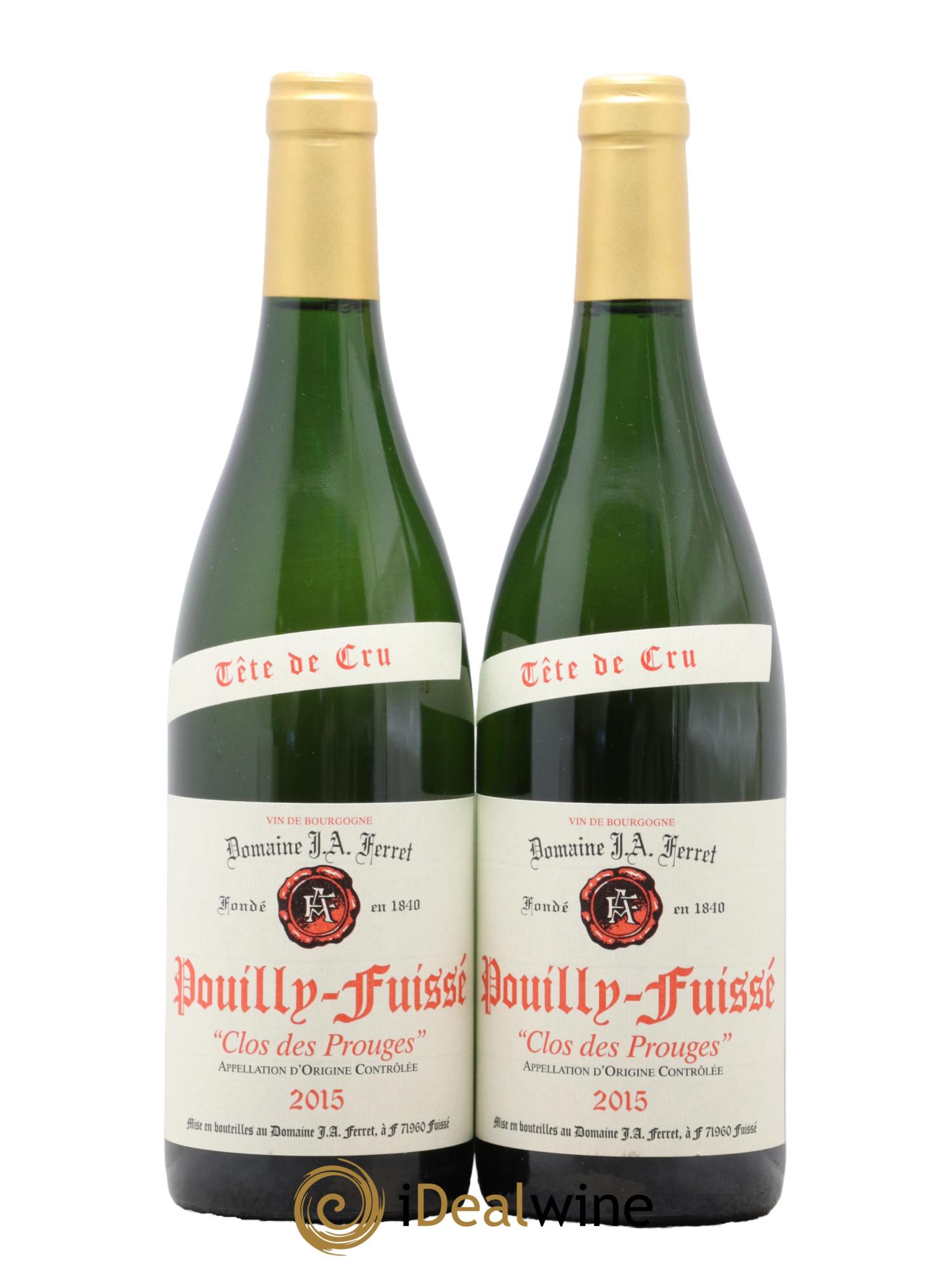 Pouilly-Fuissé Tête de Cru Clos des Prouges J.A. Ferret (Domaine)  2015 - Lot de 2 bouteilles - 0