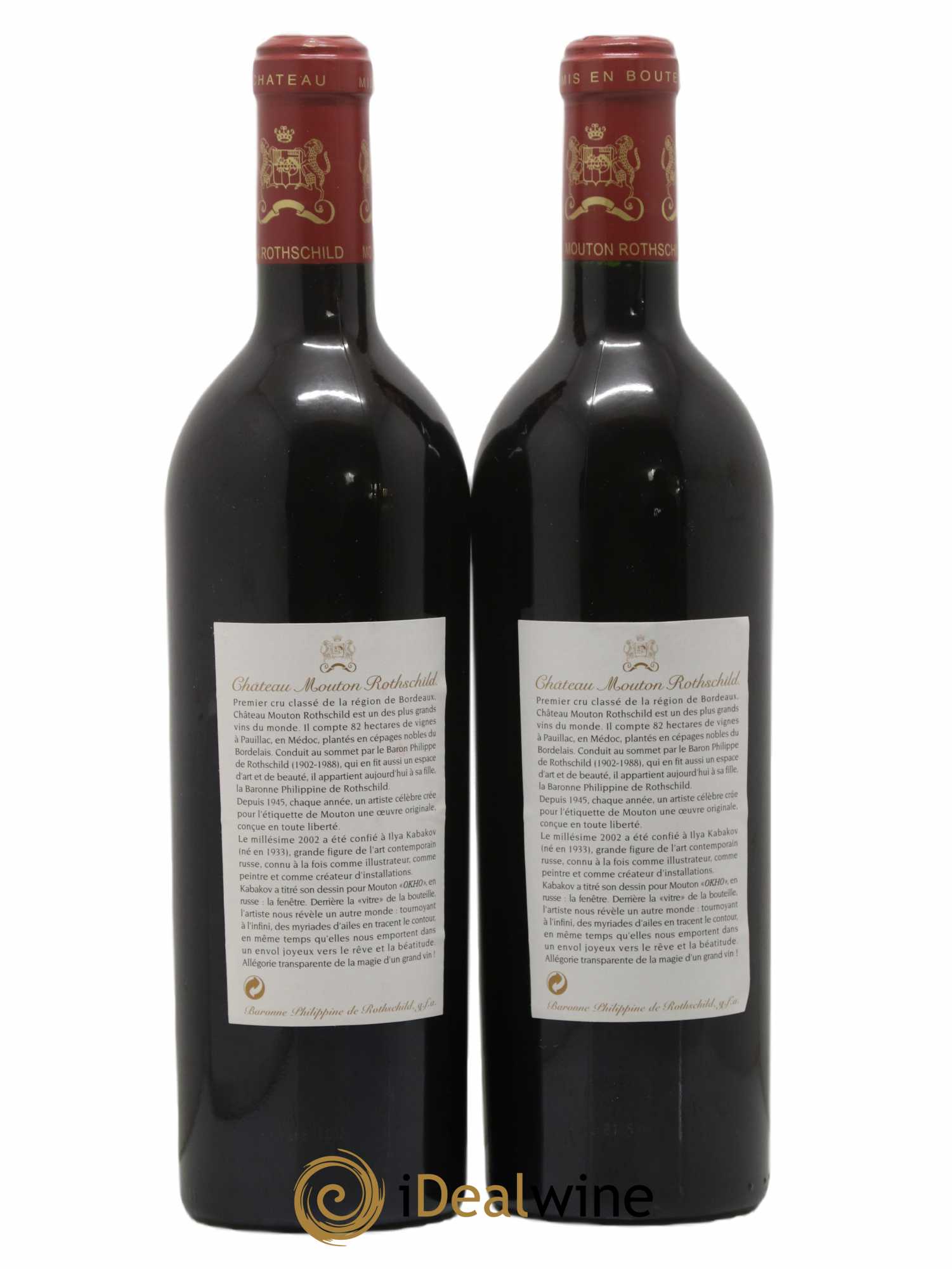 Château Mouton Rothschild 1er Grand Cru Classé 2002 - Lot de 2 bouteilles - 1