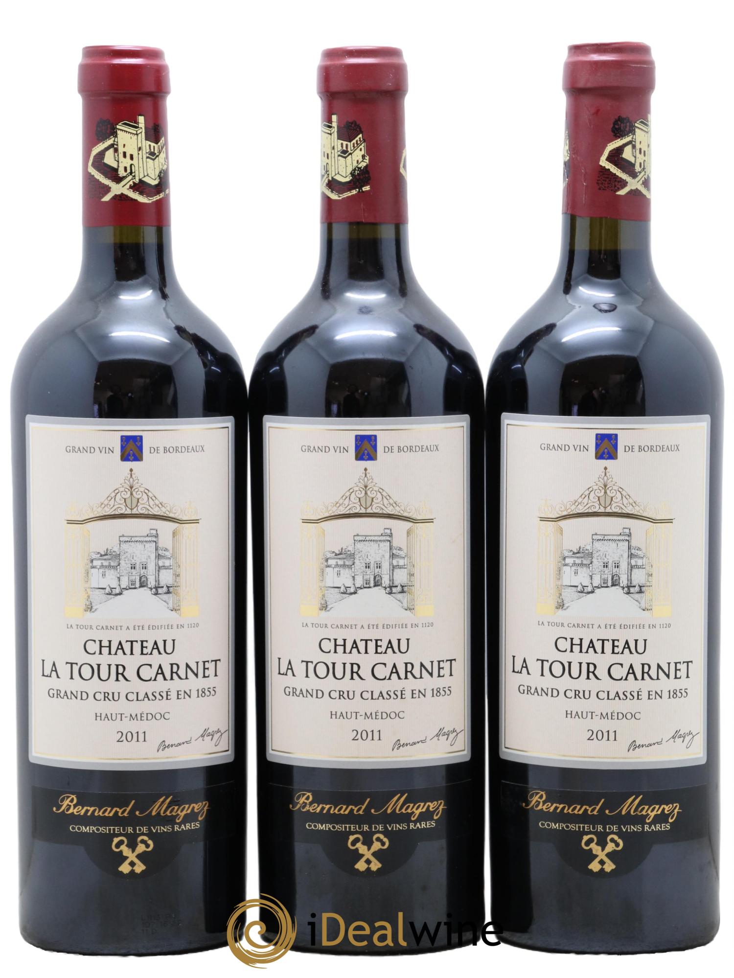 Château la Tour Carnet 4ème Grand Cru Classé  2011 - Lot of 3 bottles - 0