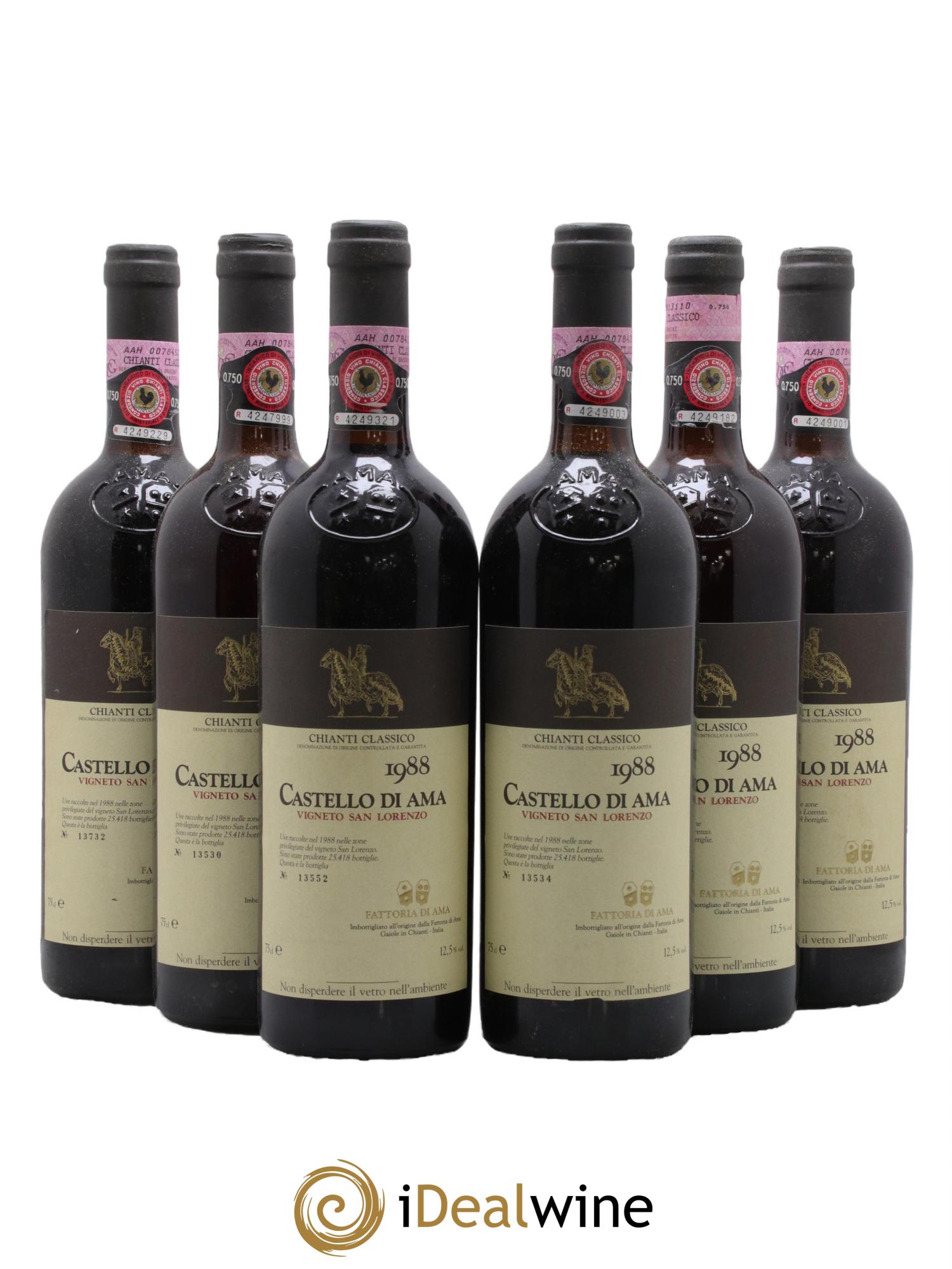 Chianti Classico DOCG Castello di Ama DOCG San Lorenzo 1988 - Lotto di 6 bottiglie - 0