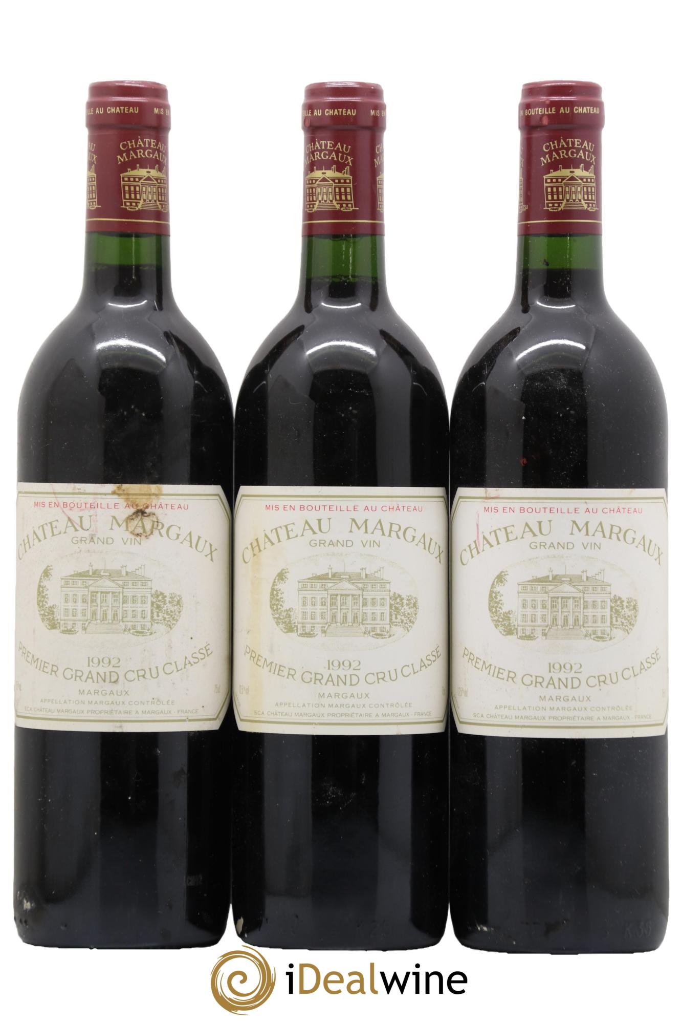 Château Margaux 1er Grand Cru Classé 1992 - Lot de 3 bouteilles - 0