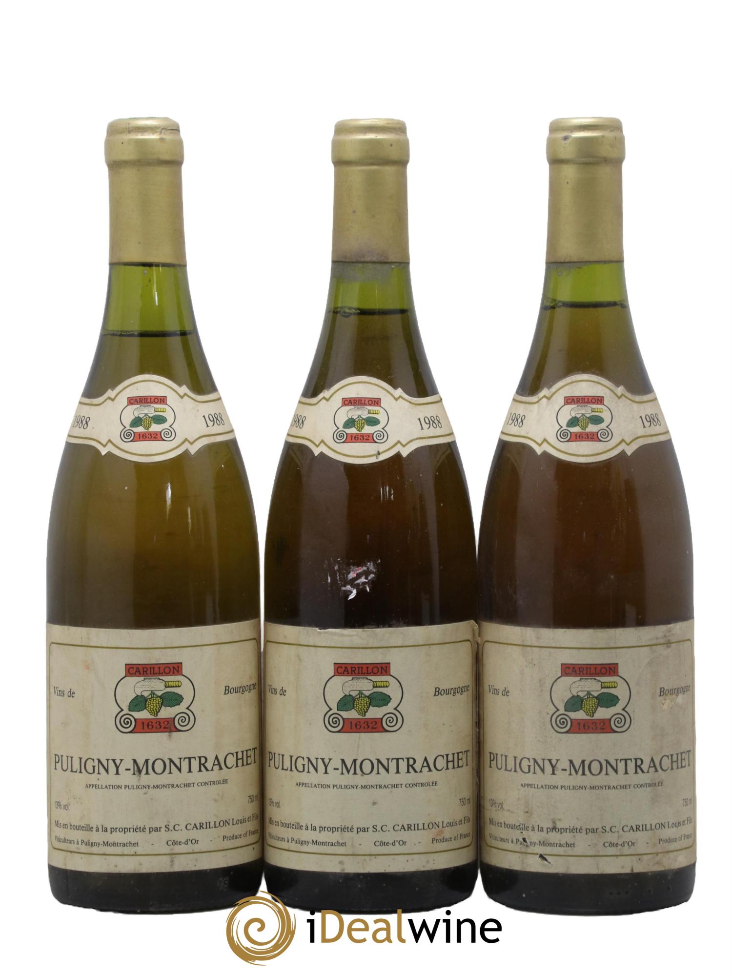 Puligny-Montrachet Louis Carillon & Fils 1988 - Lot de 3 bouteilles - 0