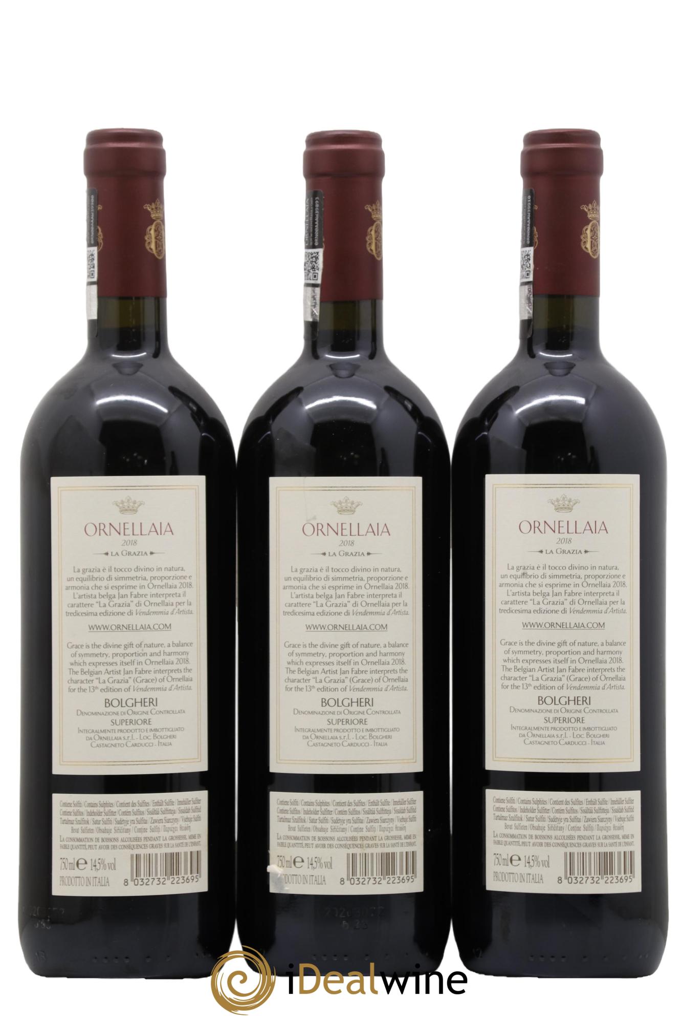 Bolgheri  DOC Superiore Ornellaia Tenuta Dell'Ornellaia - Frescobaldi 2018 - Posten von 3 Flaschen - 1