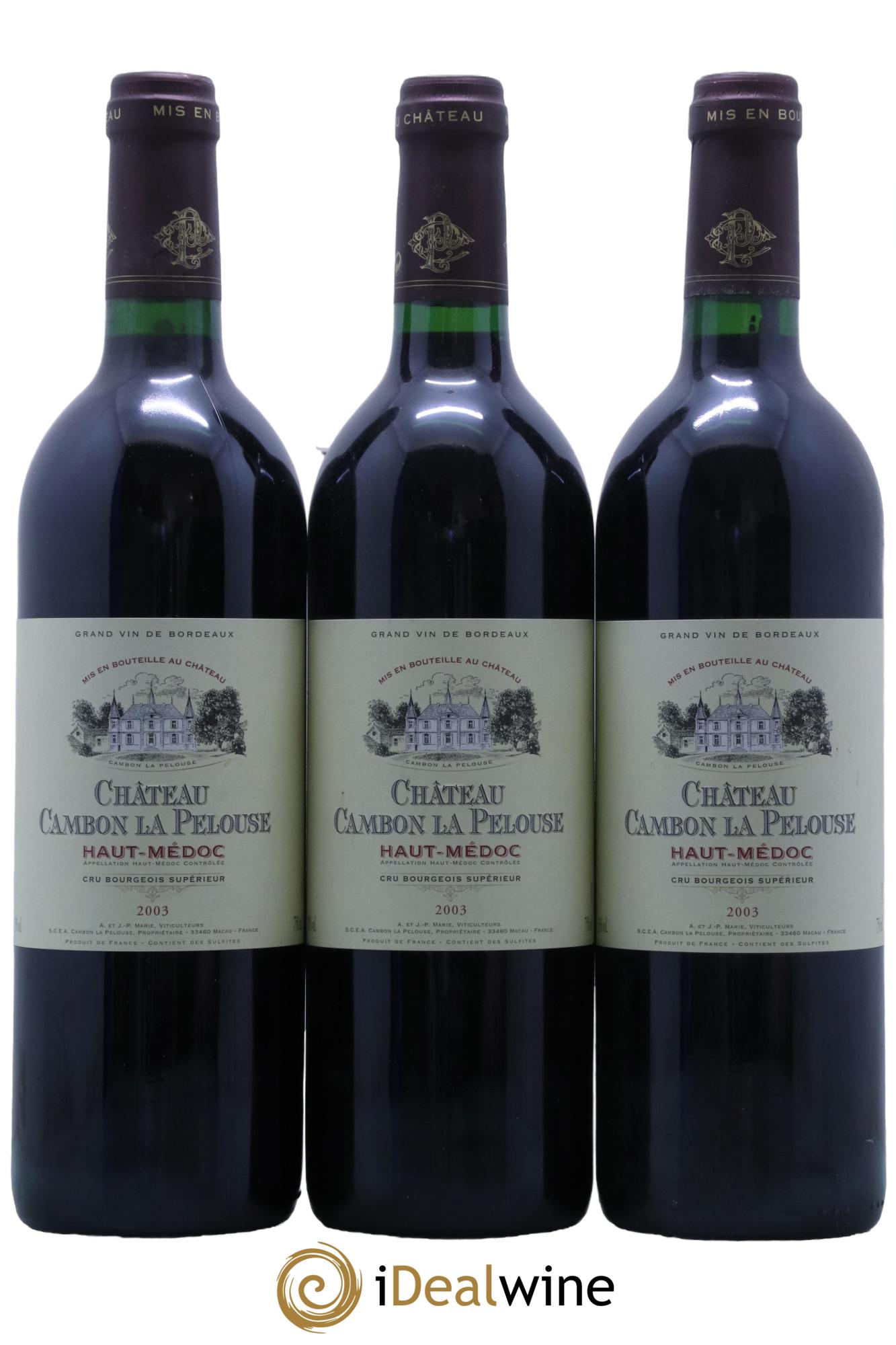 Château Cambon la Pelouse Cru Bourgeois  2003 - Lot of 3 bottles - 0