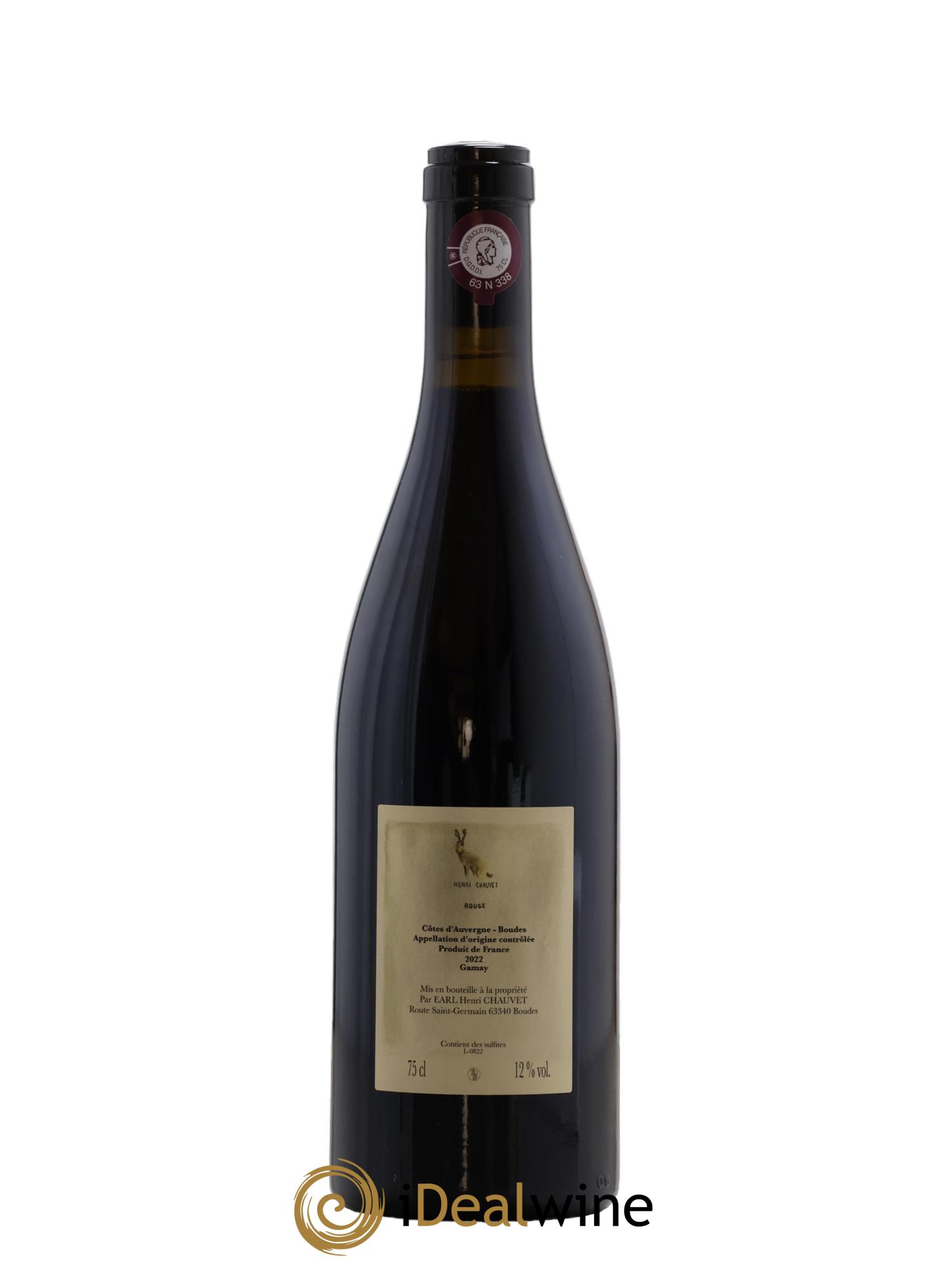 Côtes d'Auvergne AOP Boudes Le Rouge Henri Chauvet 2022 - Lot de 1 bouteille - 1