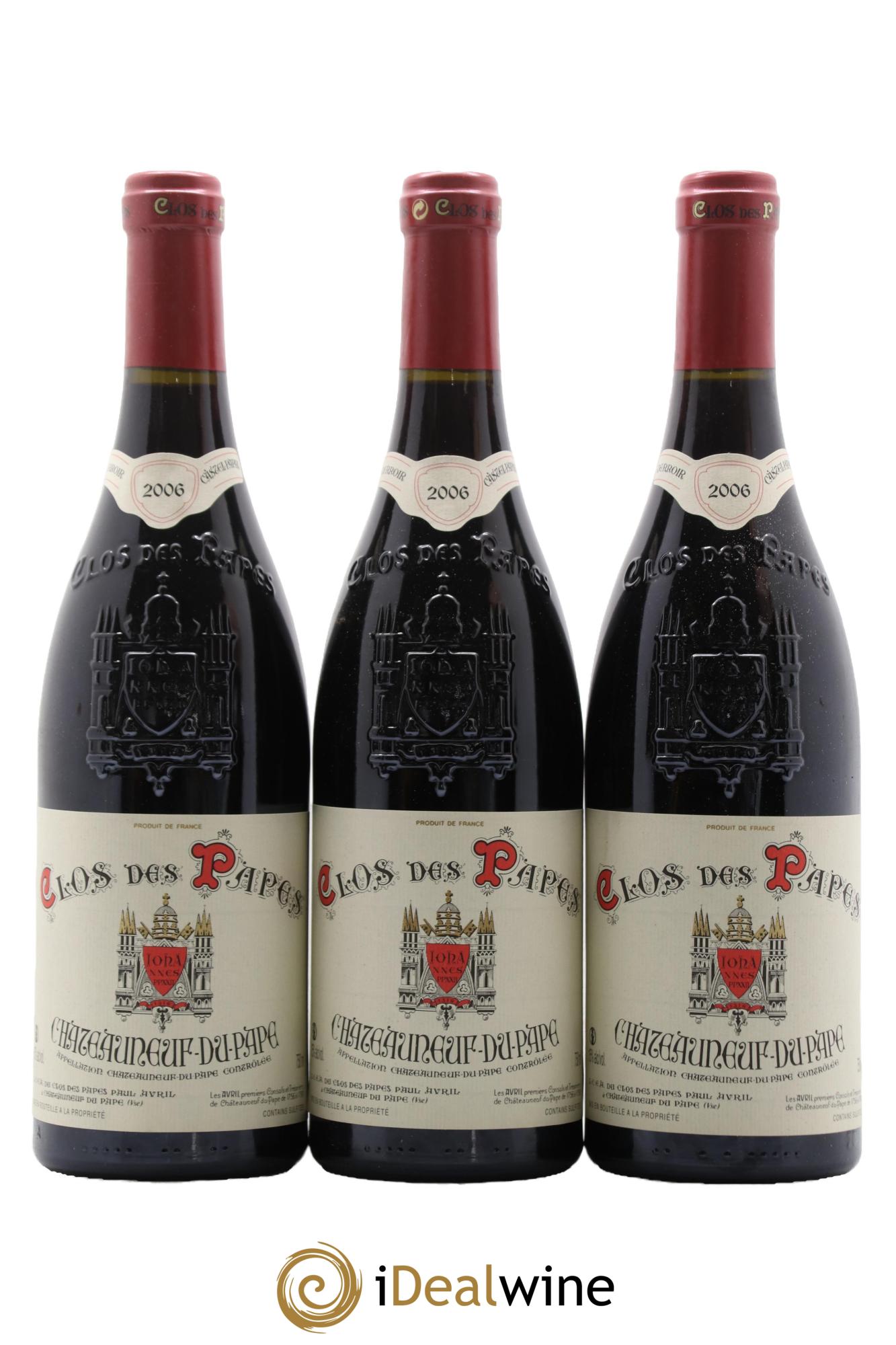 Châteauneuf-du-Pape Clos des Papes - Paul Avril 2006 - Lot de 3 bouteilles - 0