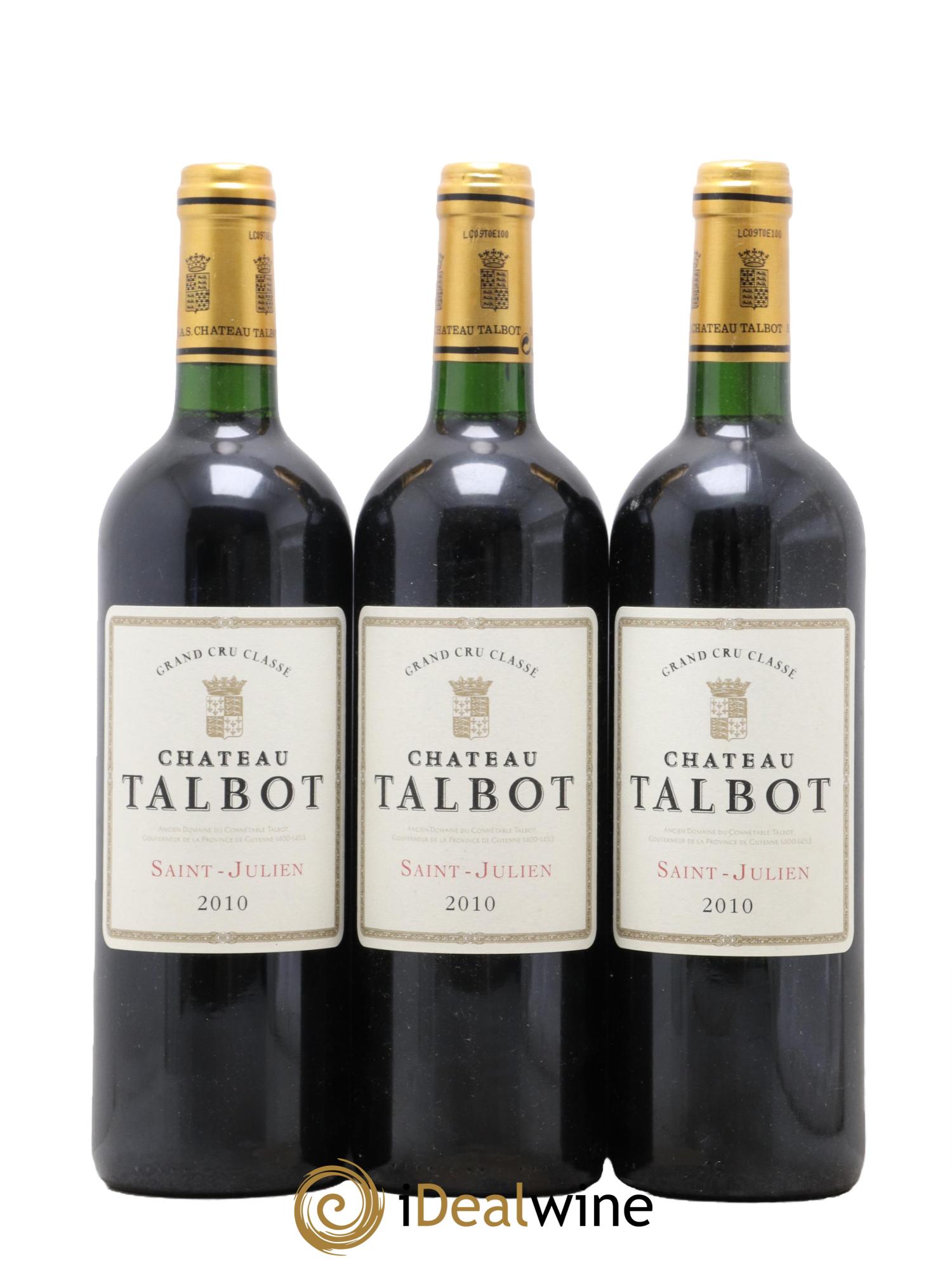 Château Talbot 4ème Grand Cru Classé 2010 - Posten von 3 Flaschen - 0