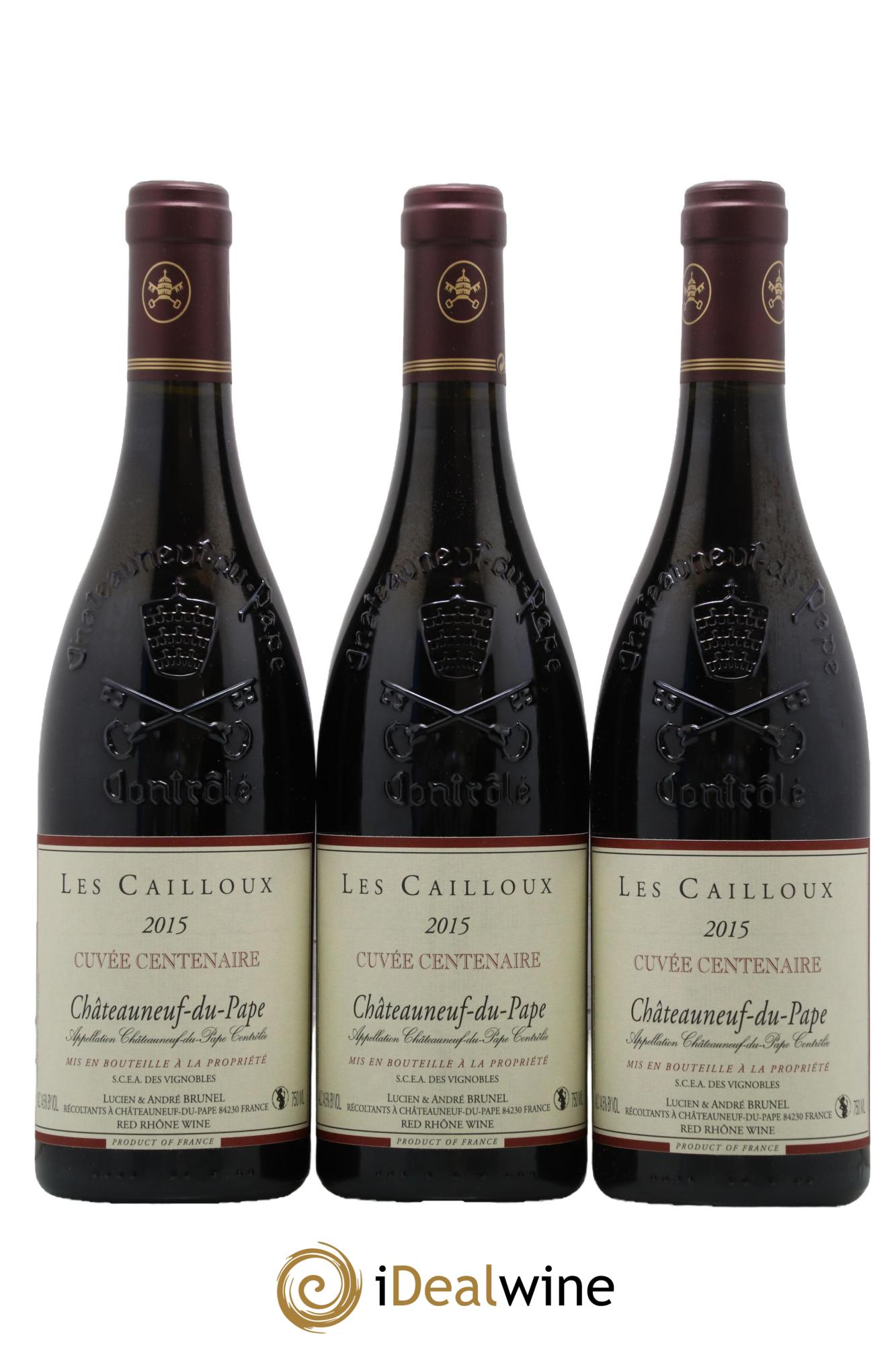 Châteauneuf-du-Pape Les Cailloux Cuvée Centenaire André Brunel 2015 - Posten von 3 Flaschen - 0