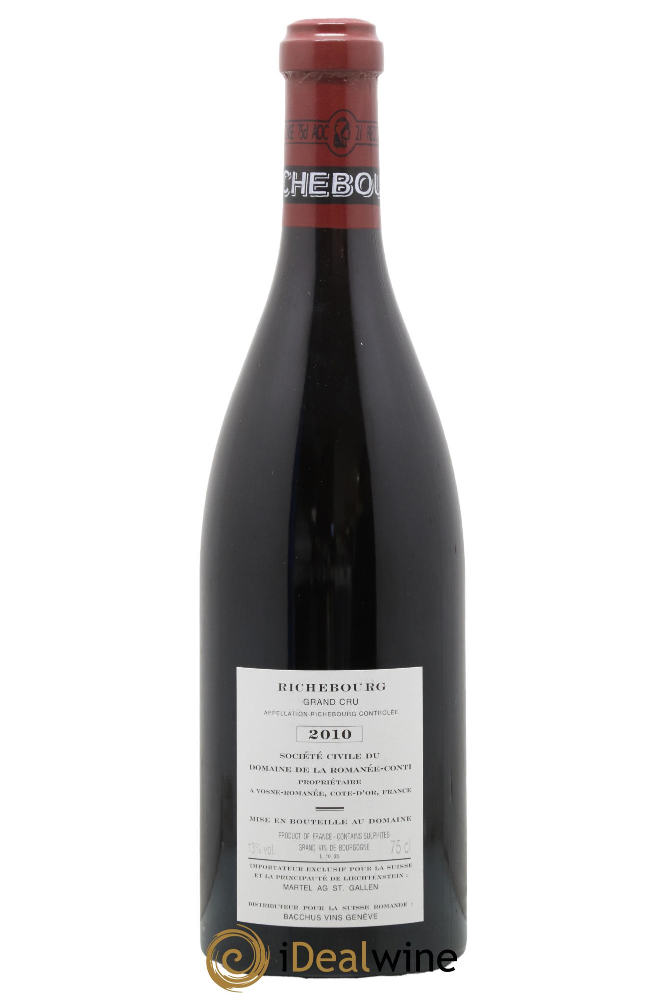 Richebourg Grand Cru Domaine de la Romanée-Conti 2010 - Posten von 1 Flasche - 1