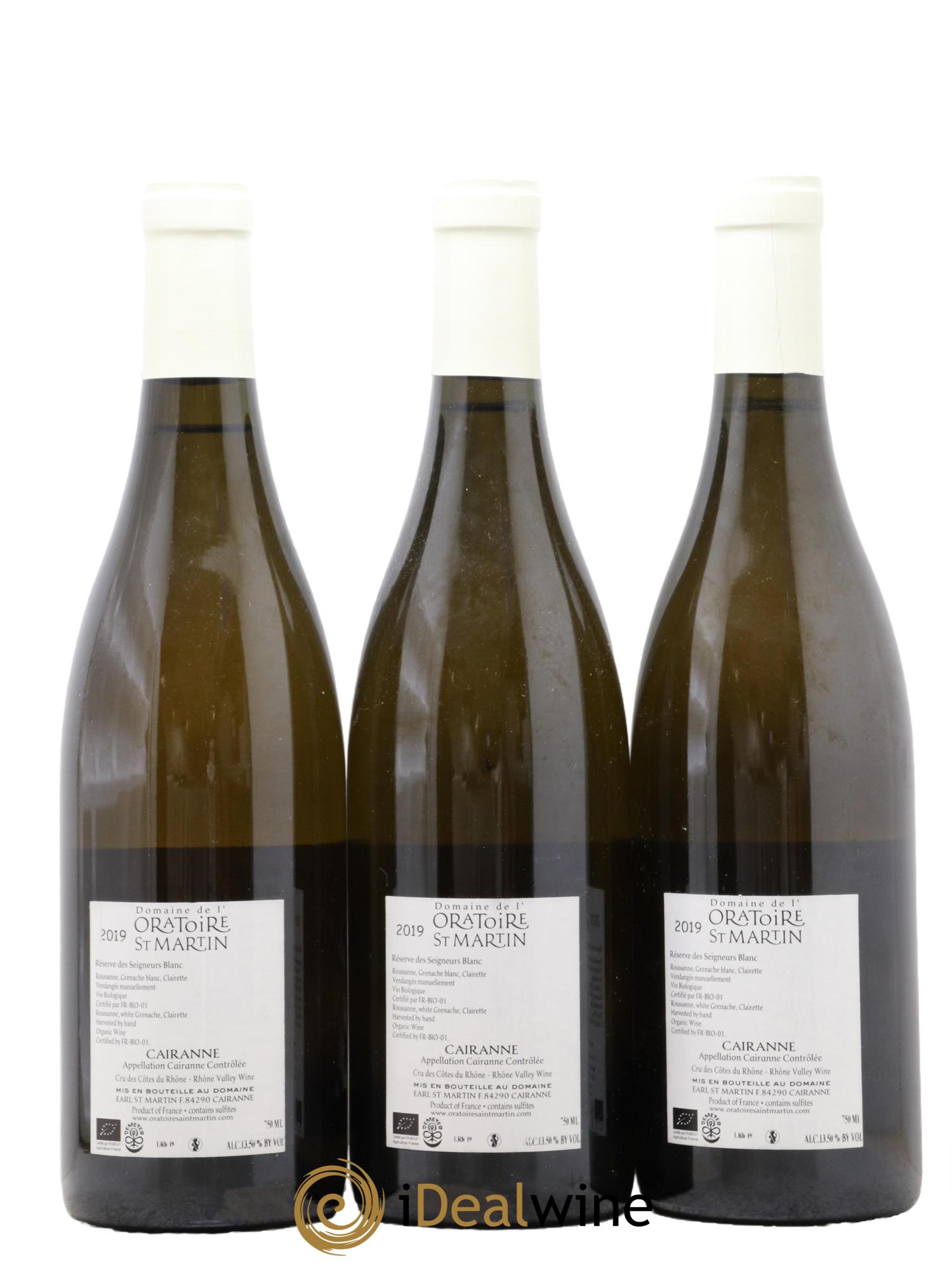 Cairanne Réserve des Seigneurs Oratoire Saint-Martin - Frédéric et François Alary 2019 - Lot of 3 bottles - 1