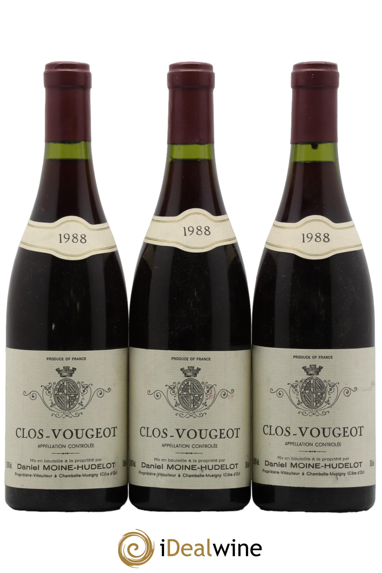 Clos de Vougeot Grand Cru Moine-Hudelot (Domaine) 1988 - Lot of 3 bottles - 0