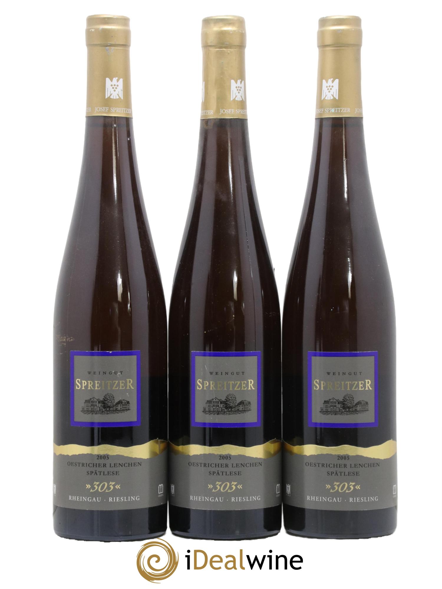 Allemagne Rheingau Riesling Spätlese 303 Oestricher Lenchen Weingut Josef Spreitzer 2005 - Lot de 3 bouteilles - 0