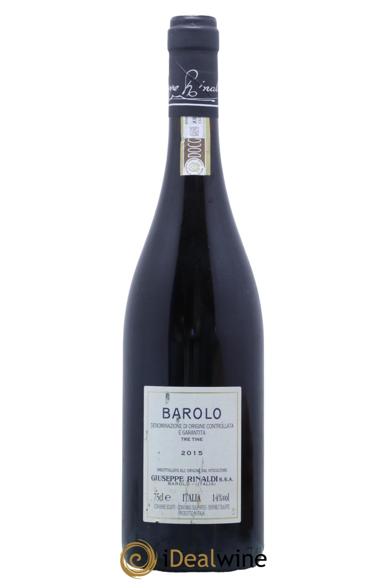 Barolo DOCG Tre Tine Giuseppe Rinaldi 2015 - Lot de 1 bouteille - 1